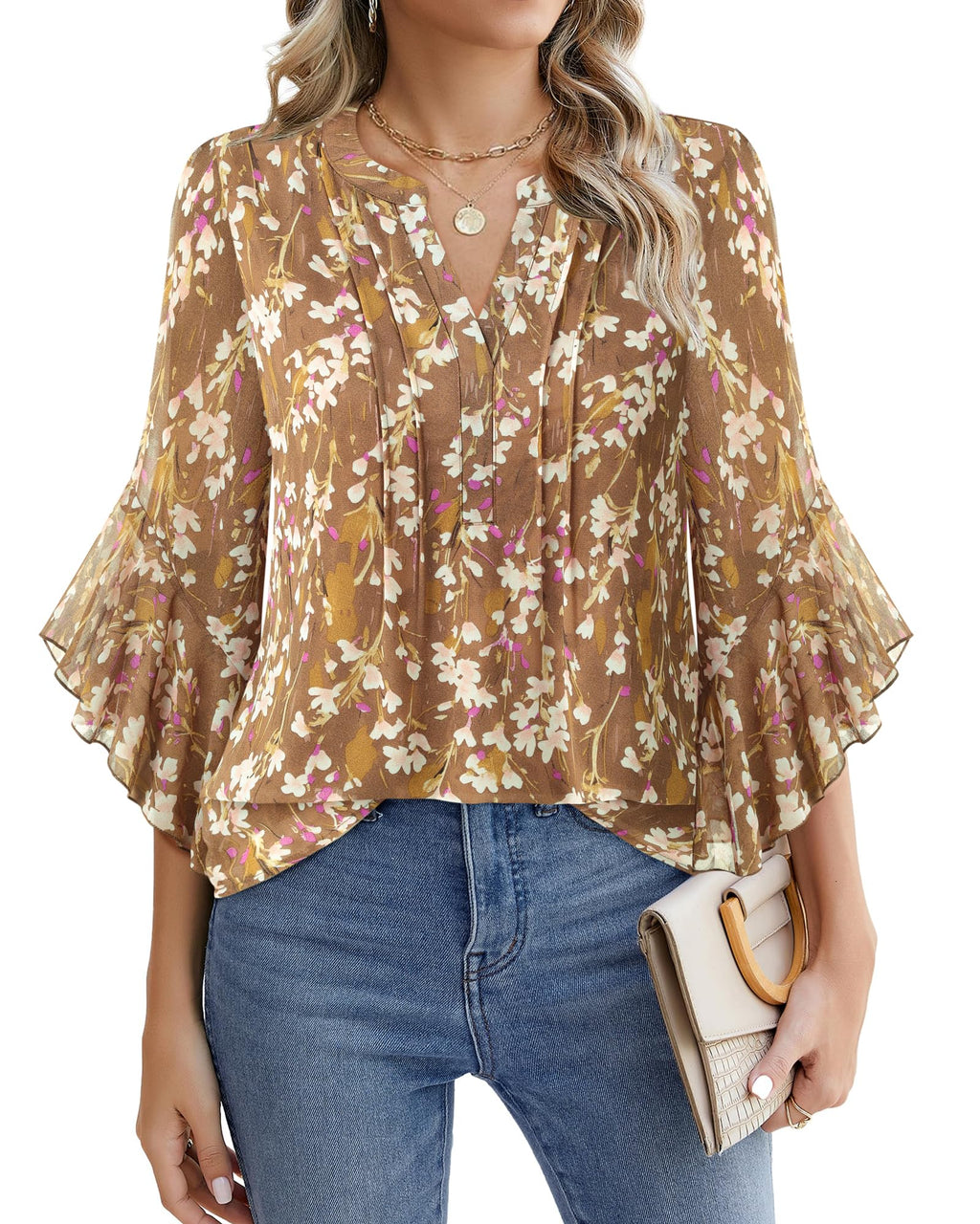 Timeson Women's 3/4 Sleeve Top | Dressy, Casual
