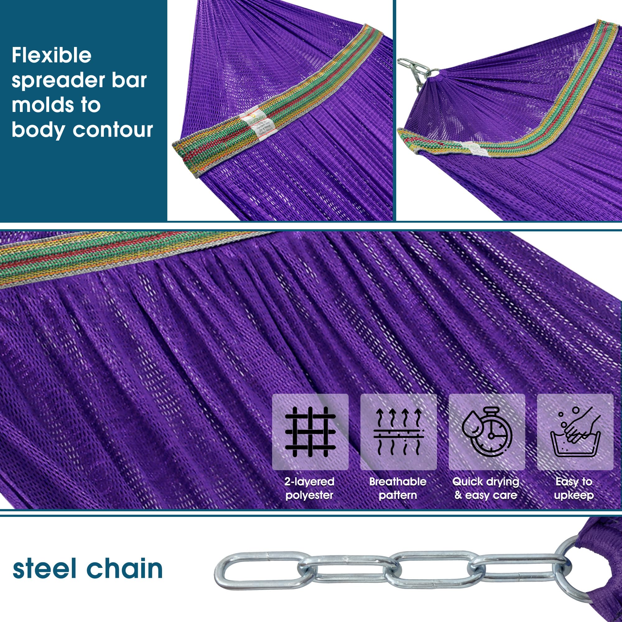 Tranquillo Unity Adjustable Hammock Stand, Hammocks Stands for The Garden, 800 lbs Capacity Steel Double Hammock Stand for 2 Persons, Premium Pre-Assembled Stand (Steel, Aegean)