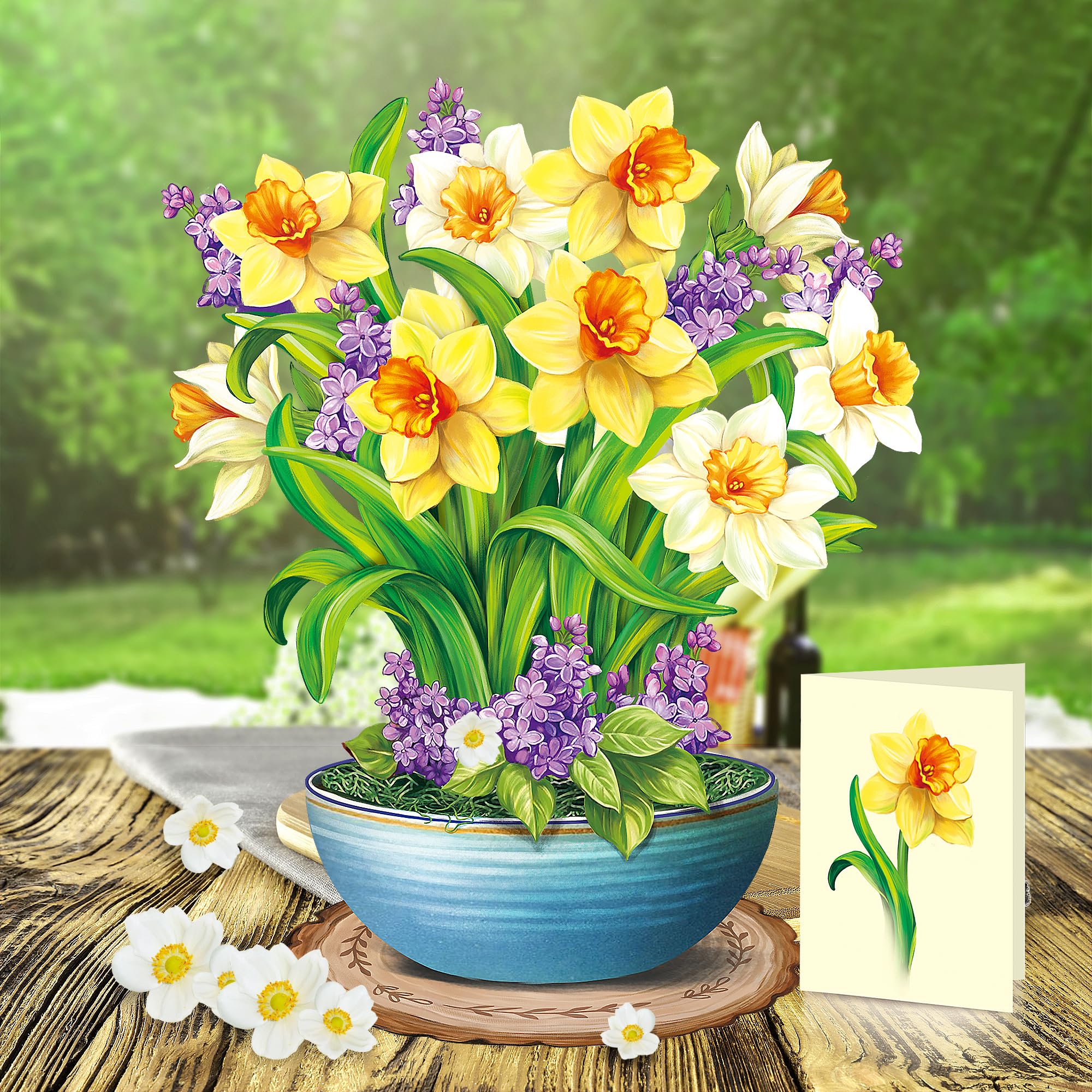 Airpark 3D Pop Up Paper Flowers Bouquet Card 12’‘ with Note & Envelope, Birthday Gifts, Get Well, Thank You, Greeting Cards for Women Mom Wife Friends, Daisies and Butterflies