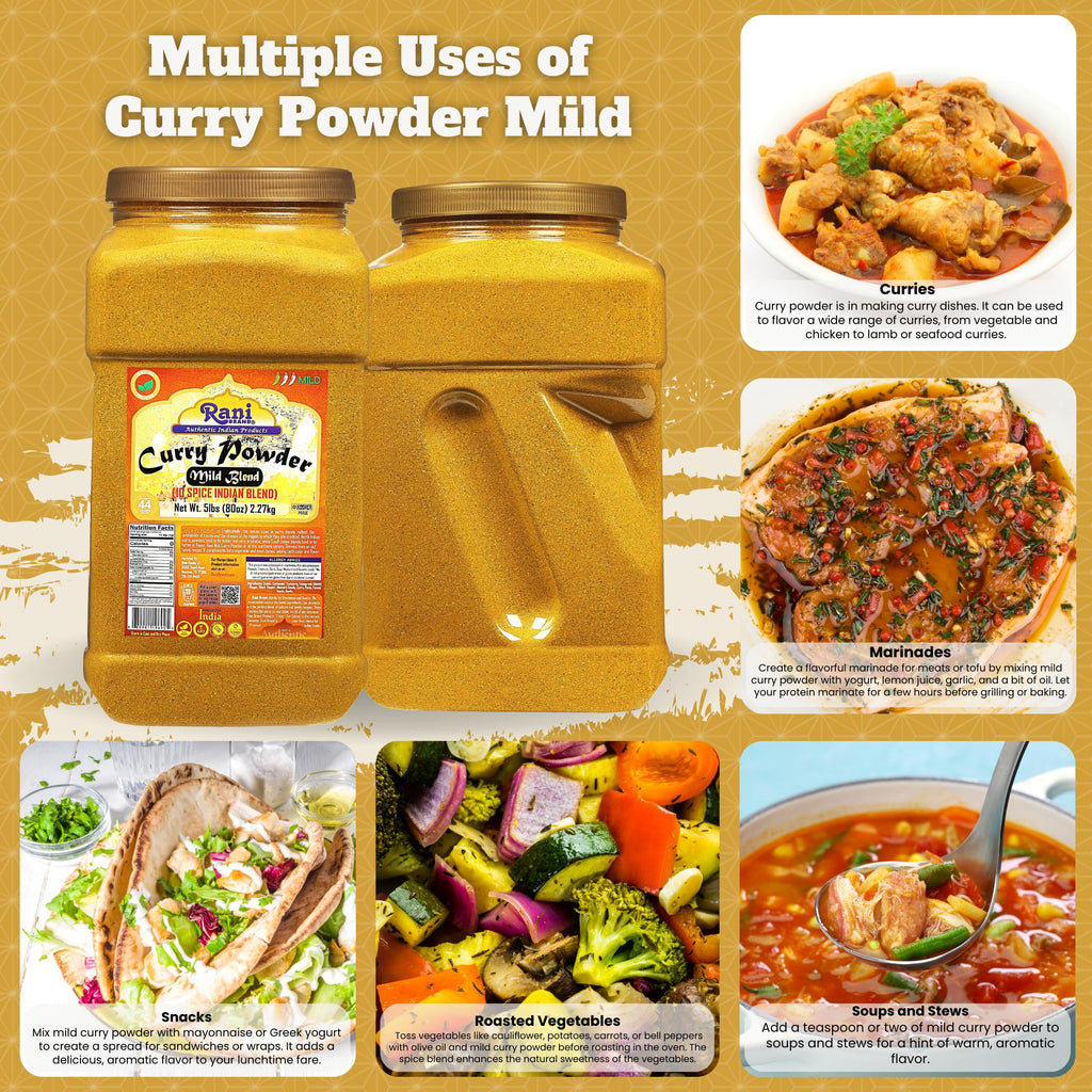 Rani Curry Powder Mild (10-Spice Authentic Indian Blend) 3oz (85g) PET Jar ~ All Natural | Salt-Free | NO Chili or Peppers | Vegan | No Colors | Gluten Friendly | NON-GMO | Kosher | Indian Origin
