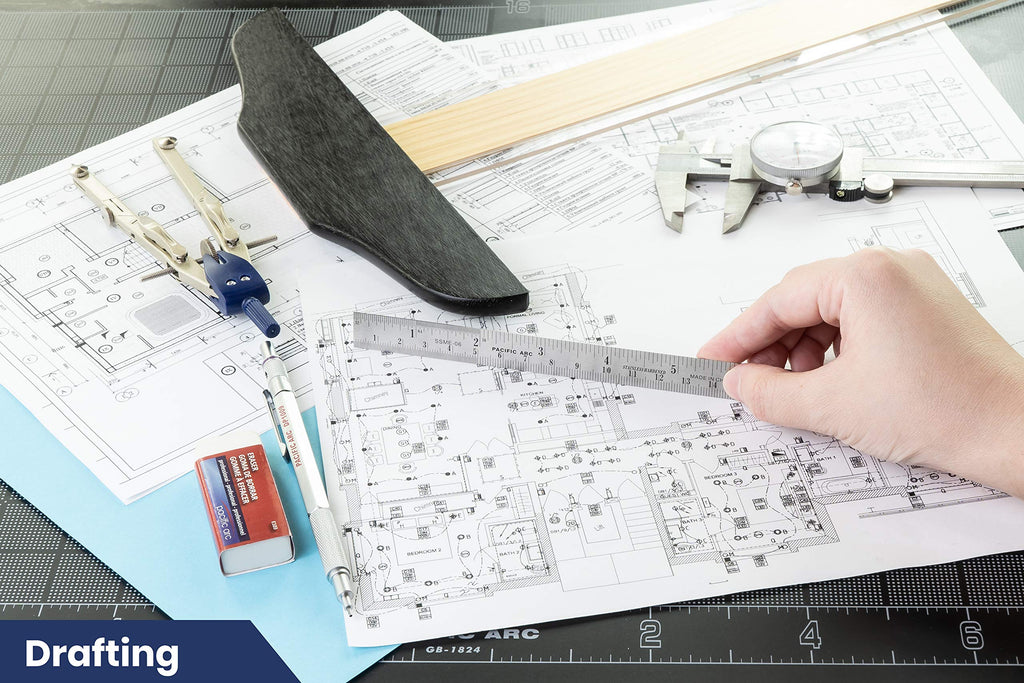 2 Pack Pacific Arc 12 Inch Stainless Steel Ruler with Inch/Metric Conversion Table