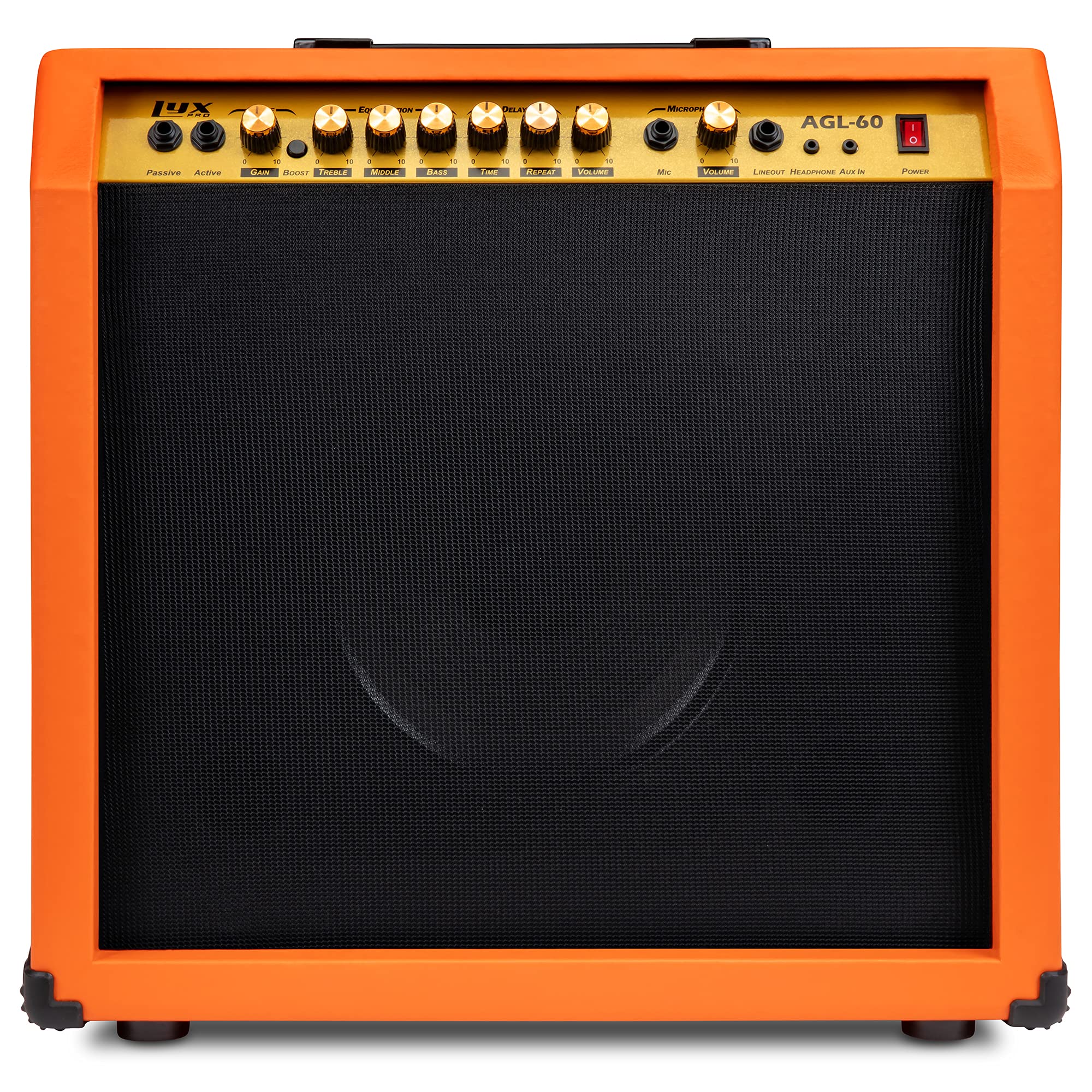 LyxPro Electric Guitar Amp 20 Watt Amplifier Built in Speaker Headphone Jack and Aux Input Includes Gain Bass Treble Volume and Grind - Black