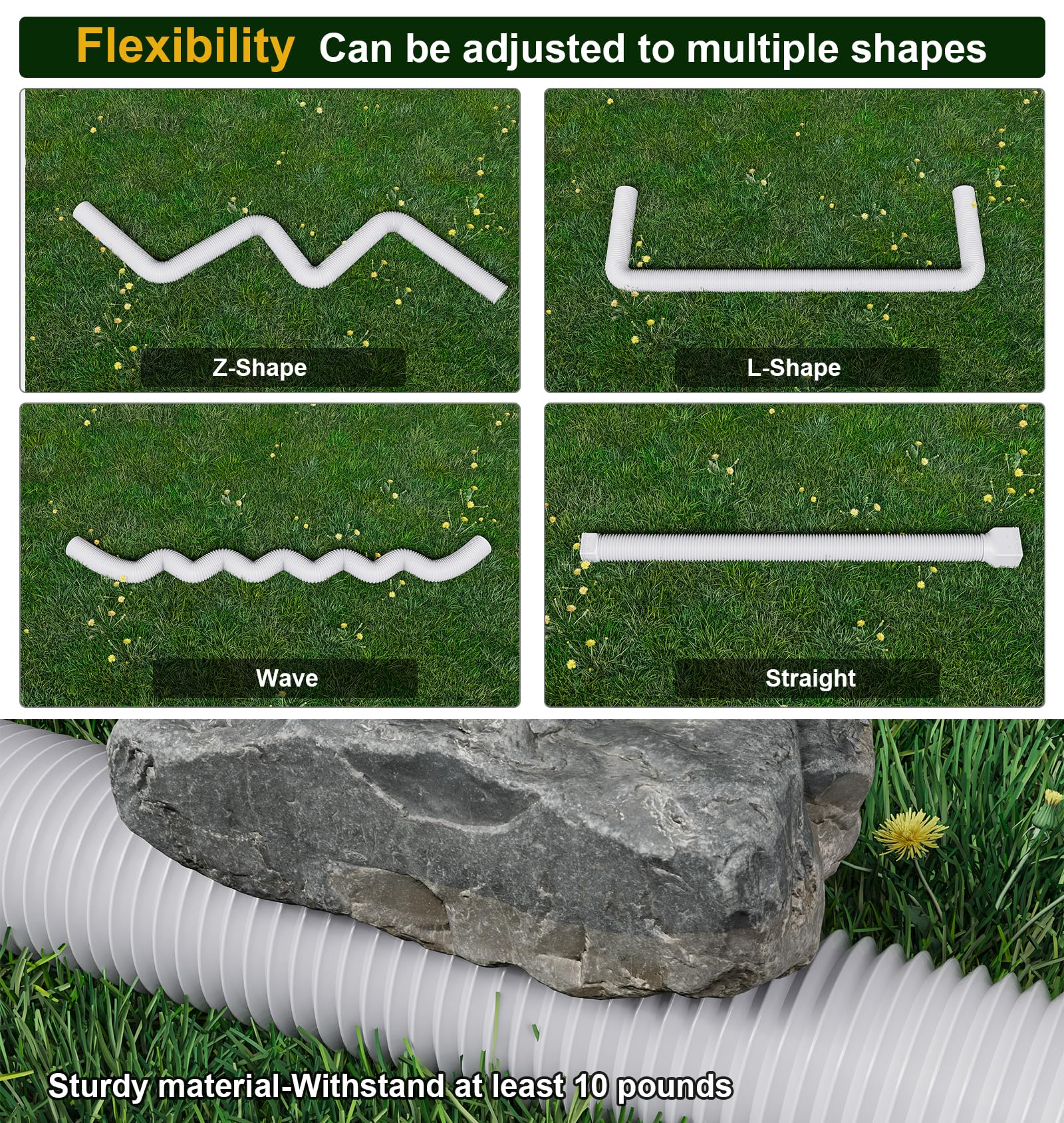 Ogutter Rain Gutter Downspout Extensions, Downspout Extender for Rainwater Drainage Flexible, Down Spout Drain Extension Pipe and Extendable from 21 to 66 Inches (Black)