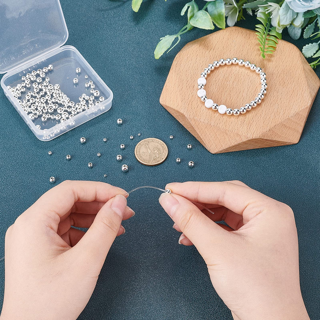 PH PandaHall 14K Gold Plated Spacer Beads, 300pcs Round Brass Beads 5 Size Metal Smooth Beads Seamless Ball Beads Long-lasting Little Beads for Summer Bracelet Necklace Jewelry DIY Crafts(2/3/4/5/6mm)