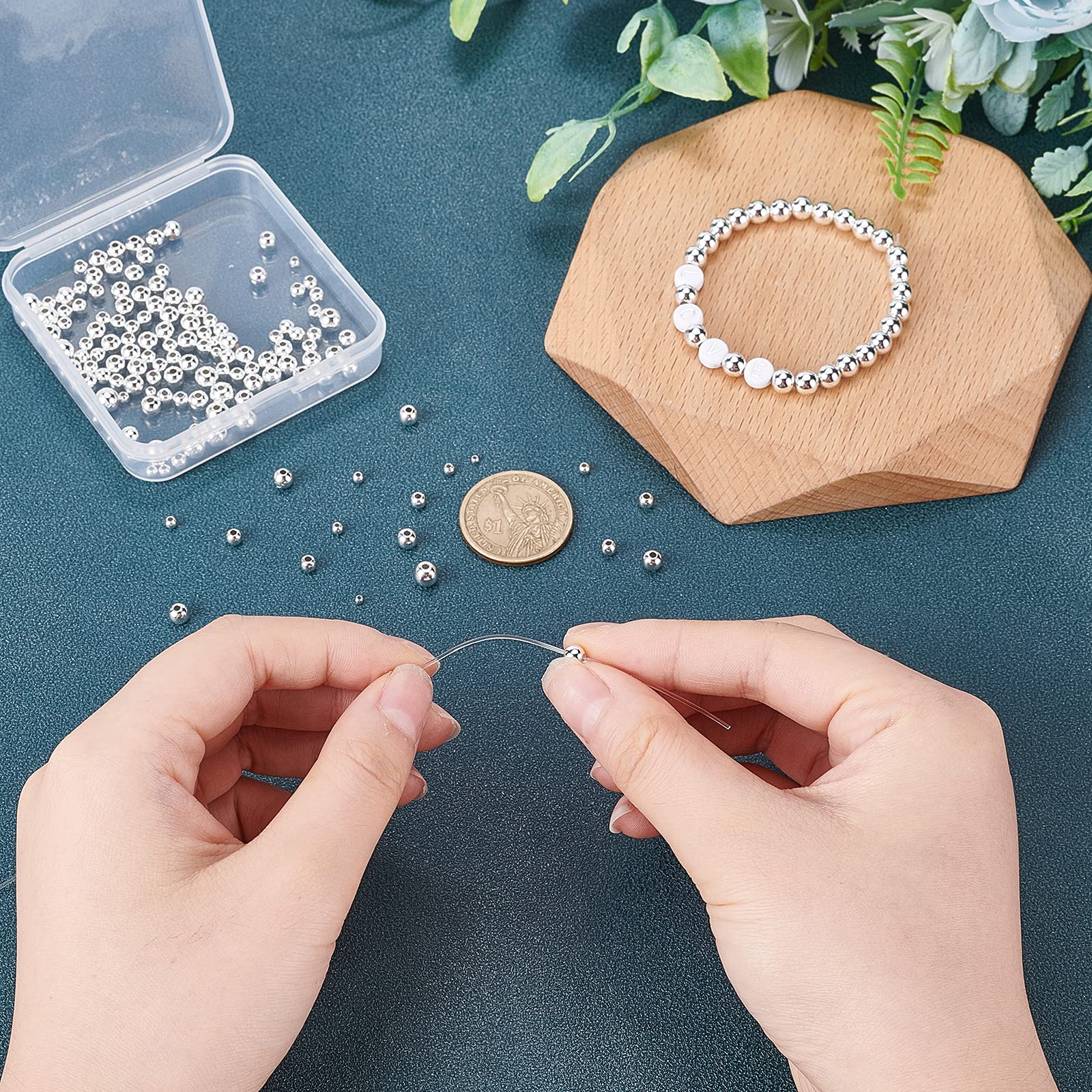 PH PandaHall 14K Gold Plated Spacer Beads, 300pcs Round Brass Beads 5 Size Metal Smooth Beads Seamless Ball Beads Long-lasting Little Beads for Summer Bracelet Necklace Jewelry DIY Crafts(2/3/4/5/6mm)