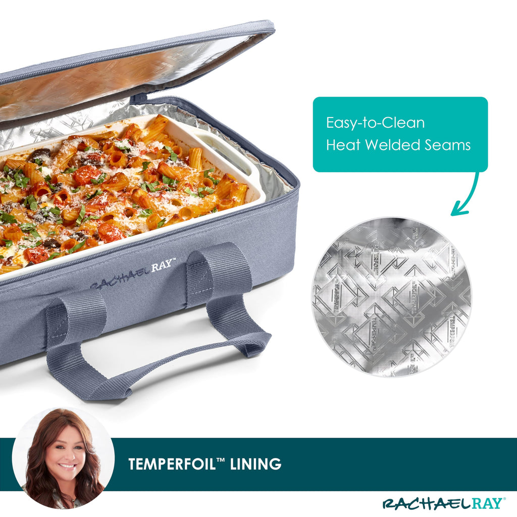Rachael Ray Lugger Duo, Insulated Casserole Carrier for Hot or Cold Food, Thermal Lasanga Lugger Tote for Pockluck, Parties, Picnic, and Cookouts, Fits 9" x 13" Baking Dish, Burgundy