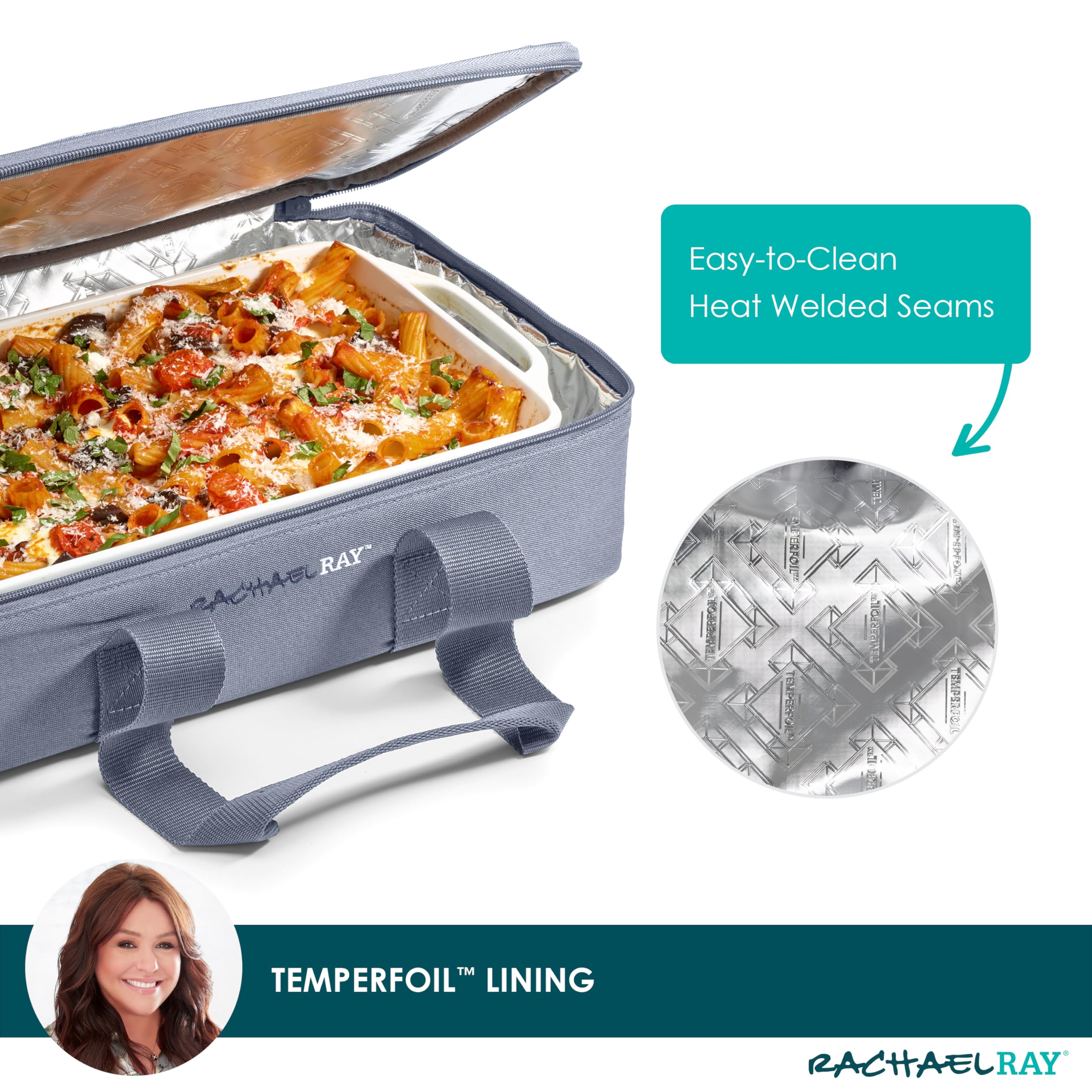Rachael Ray Lugger Duo, Insulated Casserole Carrier for Hot or Cold Food, Thermal Lasanga Lugger Tote for Pockluck, Parties, Picnic, and Cookouts, Fits 9" x 13" Baking Dish, Burgundy