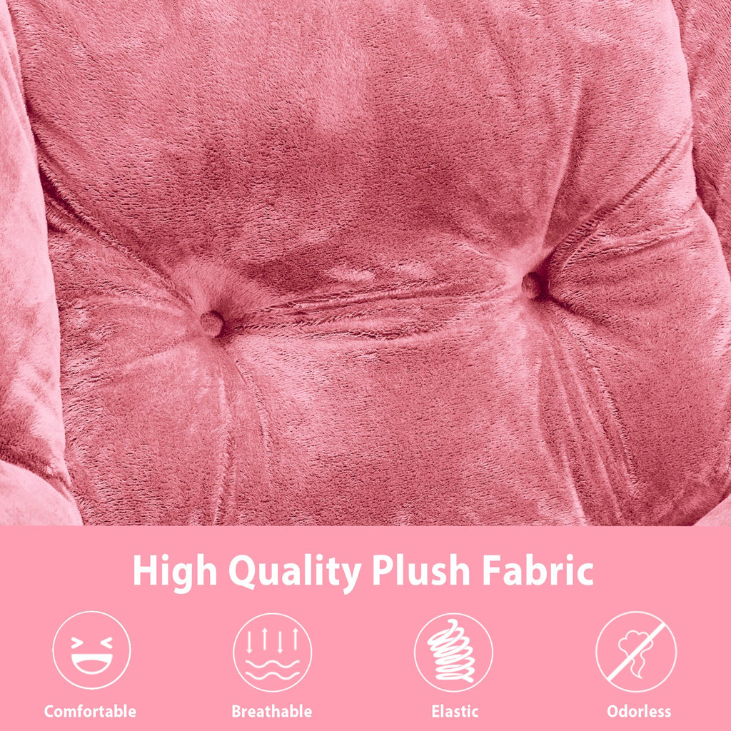 Youtanic Lazy Chair with Folding Ottoman, Accent Chair Velvet Upholstered with Metal Structure and Non-Slip Pads, Sofa Armchair with Footrest and Side Storage Bag for Dorm, Room, Office, Beige