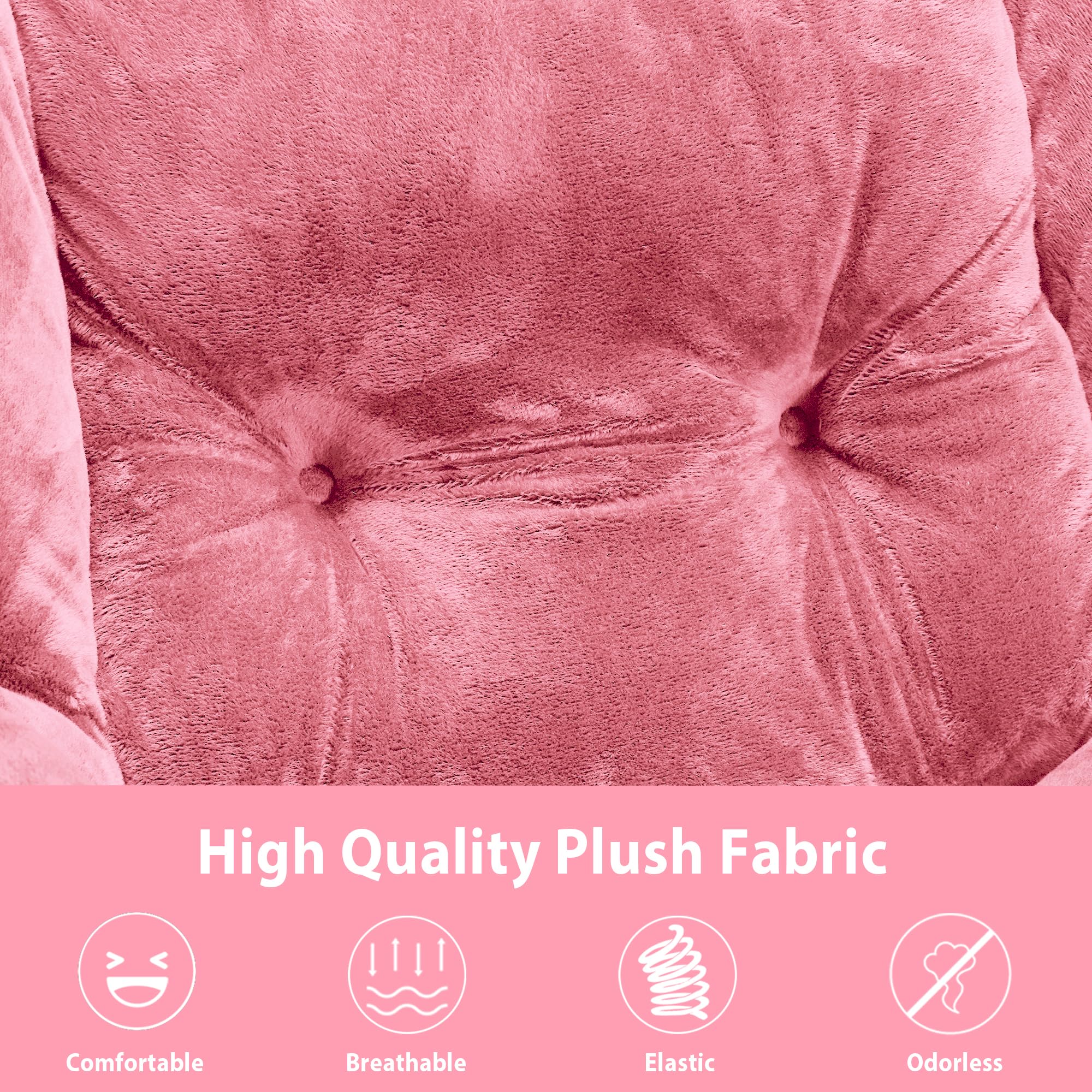 Youtanic Lazy Chair with Folding Ottoman, Accent Chair Velvet Upholstered with Metal Structure and Non-Slip Pads, Sofa Armchair with Footrest and Side Storage Bag for Dorm, Room, Office, Beige