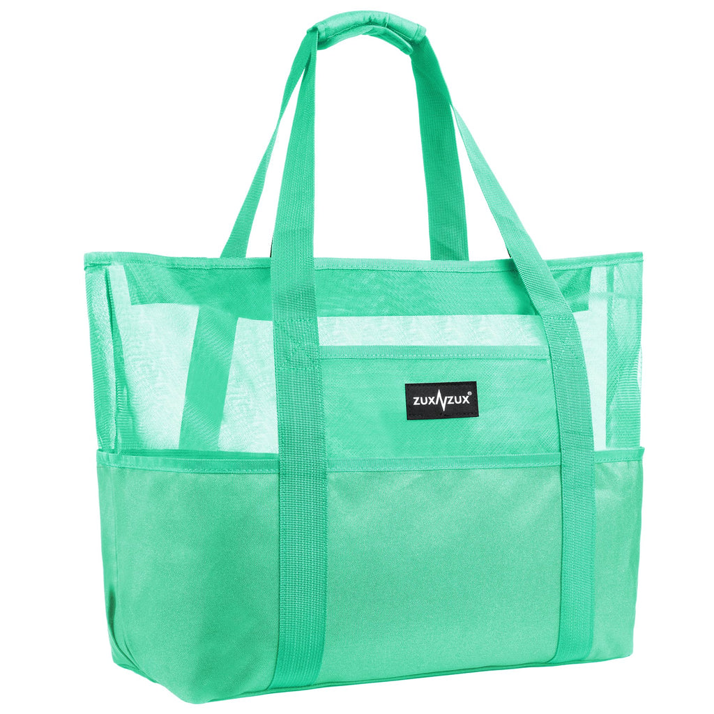 Mesh Beach Bag - Large Waterproof Beach Tote Bag with Zipper, Oversized Foldable Lightweight Family Swim Bag Vacation