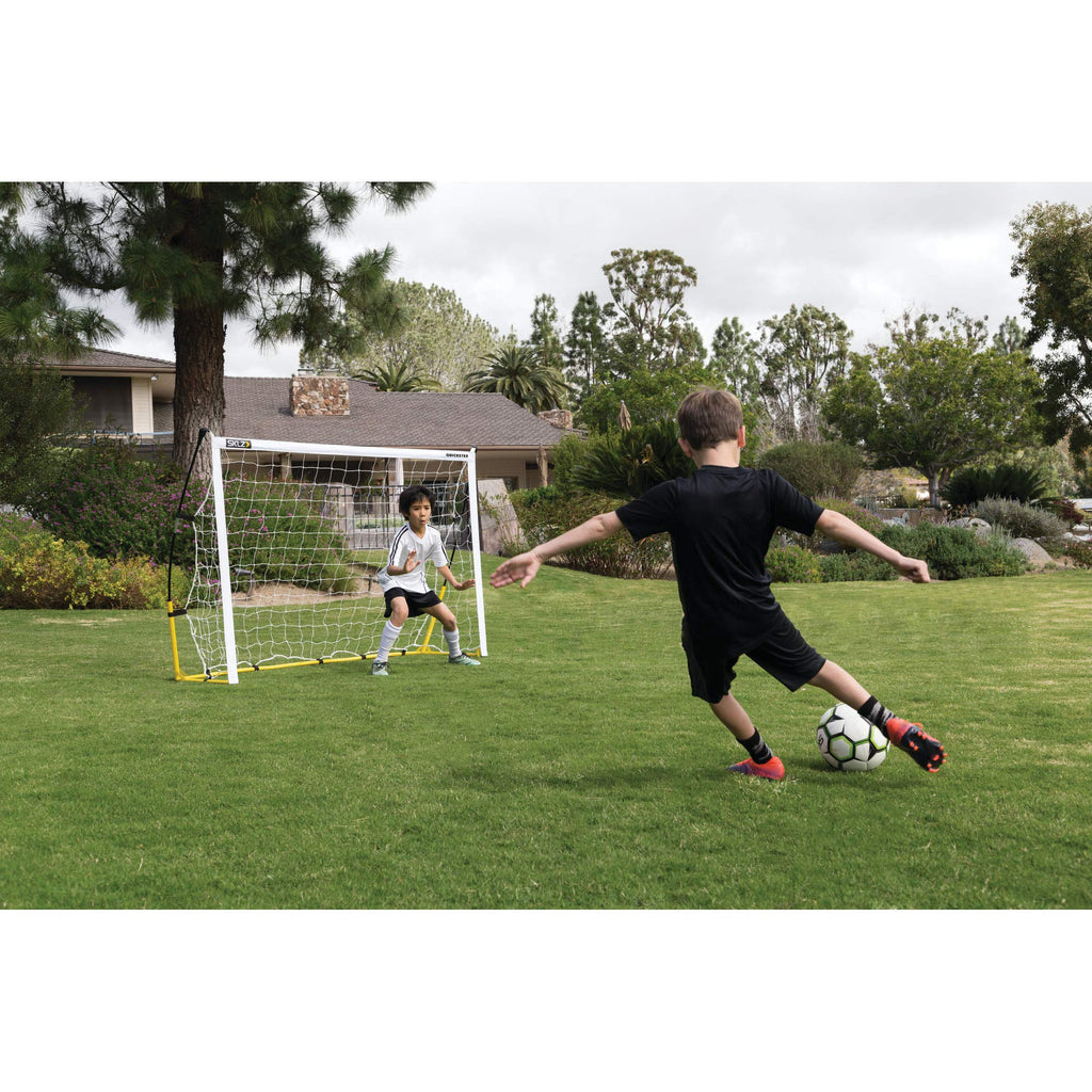SKLZ Quickster Soccer Goal - Portable Goal for Backyard & Field - Durable Tension-Tite Frame & Heavy Gauge 2-Ply Net - Adjustable Click-Lock Poles, Metal Stakes - Carrying Case with Handle