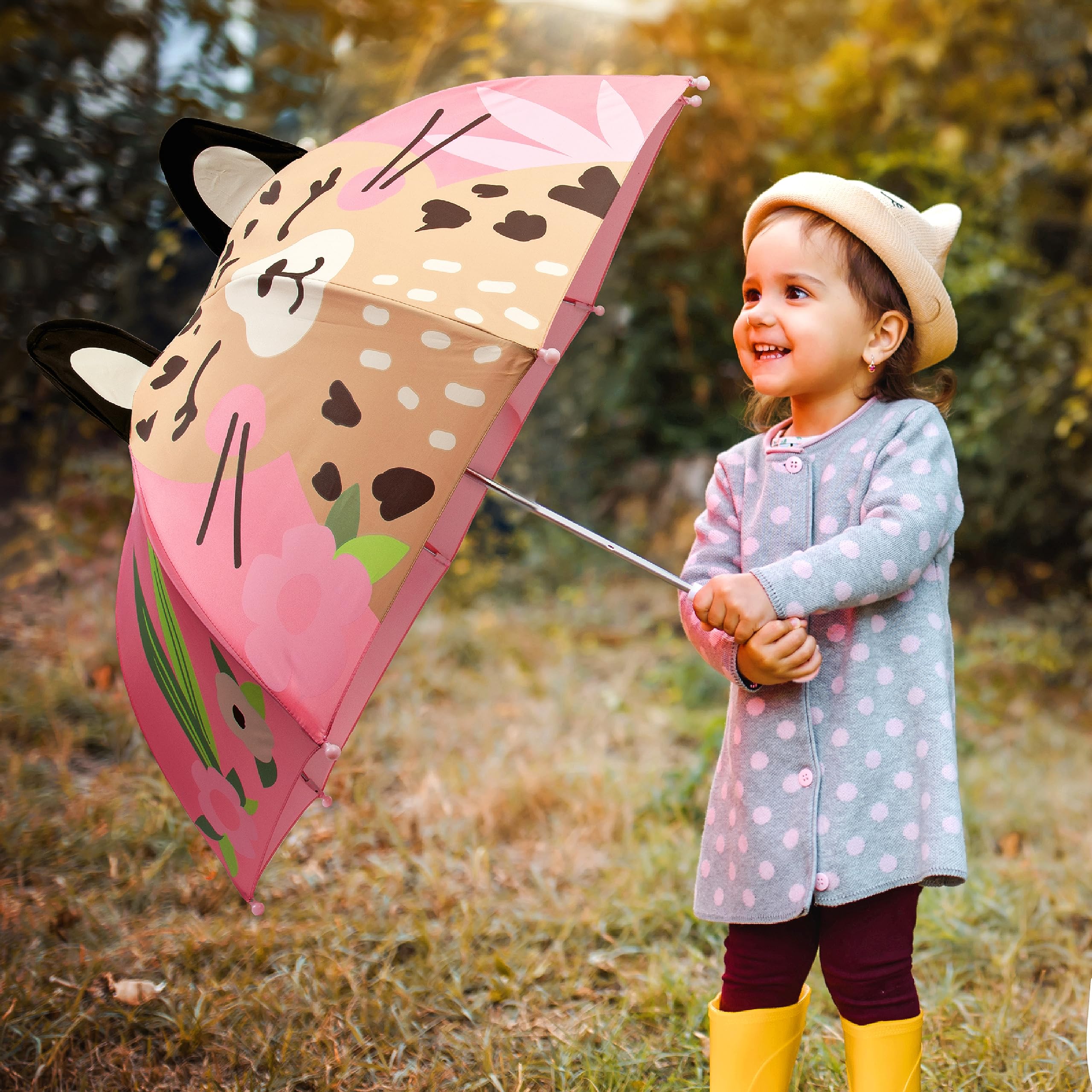 Stephen Joseph, 3D Pop Up Kids Umbrella, Cute Animals & Toddler Rain Umbrella Lightweight Easy Grip Handle for Boys Girls Ages 3-8
