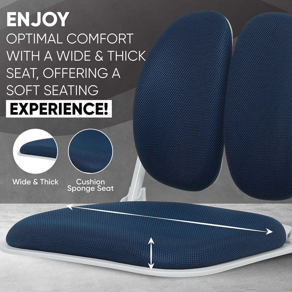 【Premium Dual-Backrests】 Made in Korea Ergonomic Floor Chair with Back Support - Meditation Chair, Floor Gaming Chair, Reading Chair, Floor Chairs for Adults, Foldable Chair (Black Leather)