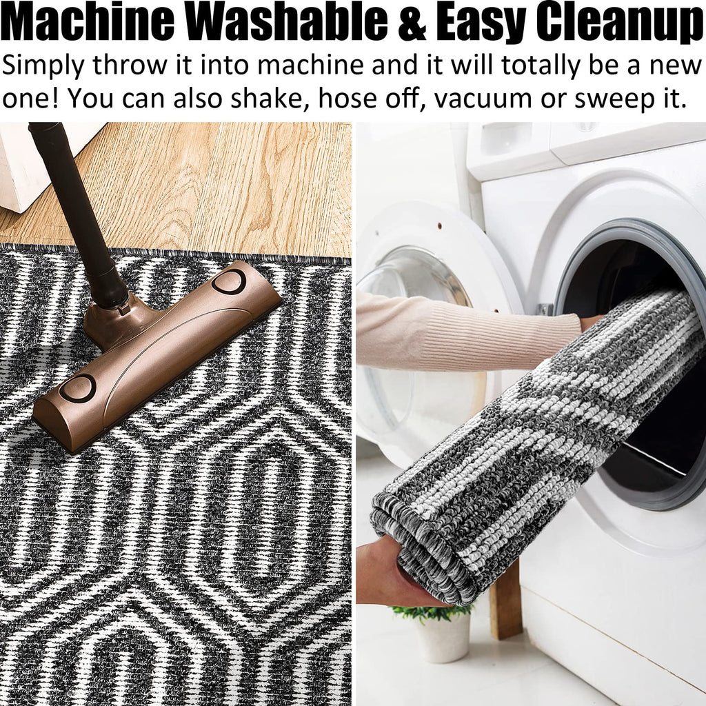 Indoor Doormat 24"x 36", Absorbent Front Back Door Mat Floor Mats, Rubber Backing Non Slip Door Mats Inside Mud Dirt Trapper Entrance Door Rug Carpet, Machine Washable Low Profile-Brown Time Cloister
