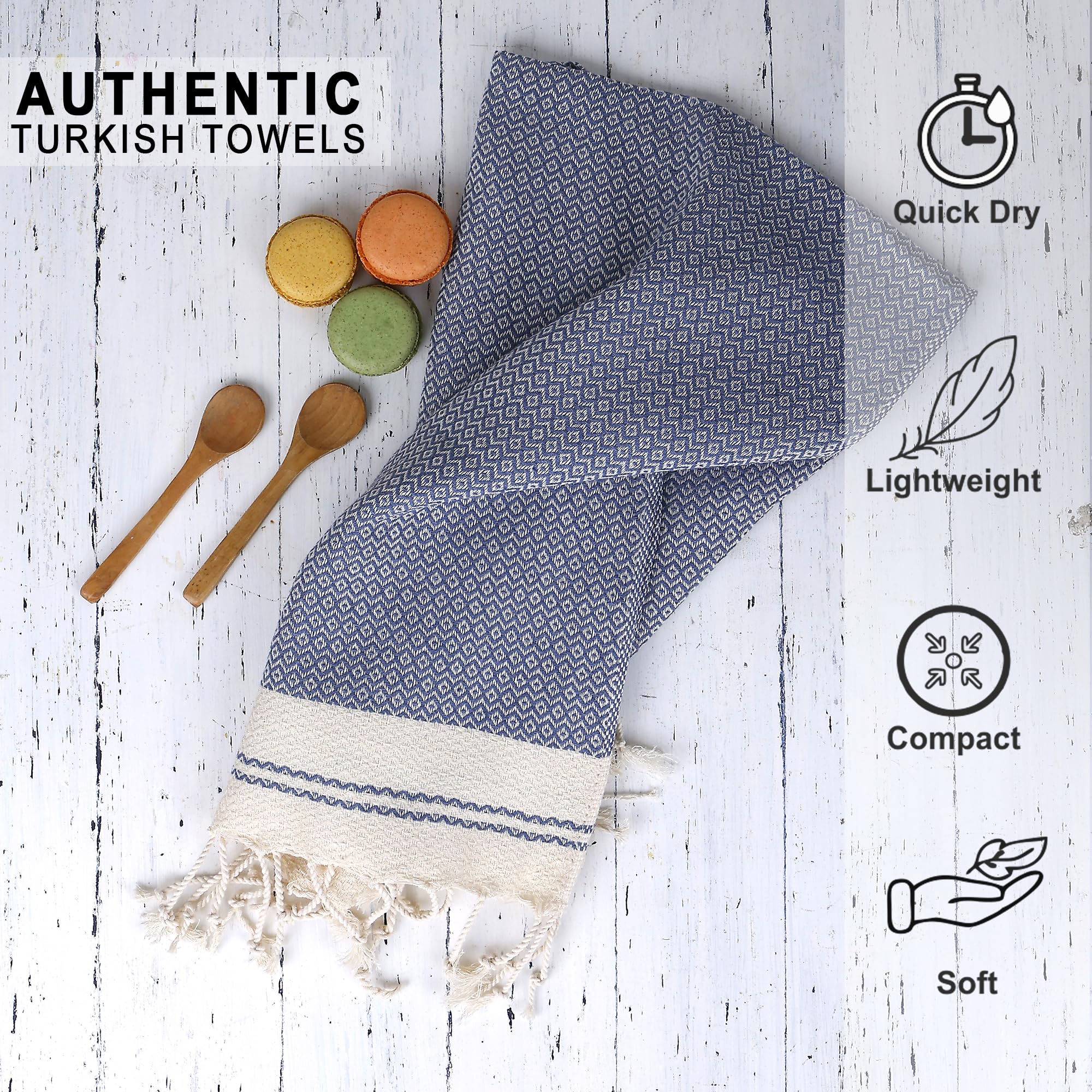 Evelynen Turkish Hand Towels for Bathroom & Kitchen Towels Decorative Set of 2 | Boho Farmhouse Hand Towels with Hanging Loops for Face, Tea, Dish, Kitchen & Bath | %100 Cotton (16" x 32" - Beige)