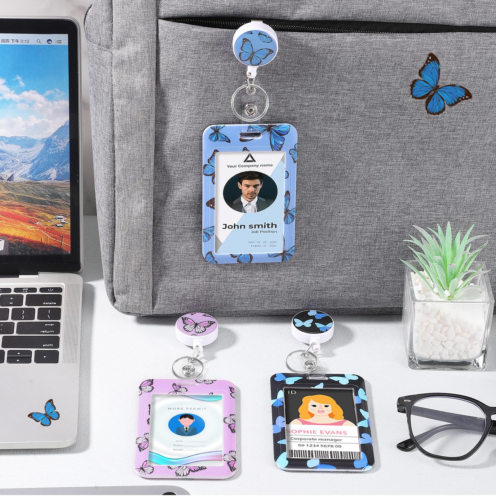 3 Set Badge Holder Retractable Reel Bloom ID Badge Holders with Clip Cute Name Badge Holders for Teacher Nurse Doctor Student Office Workers