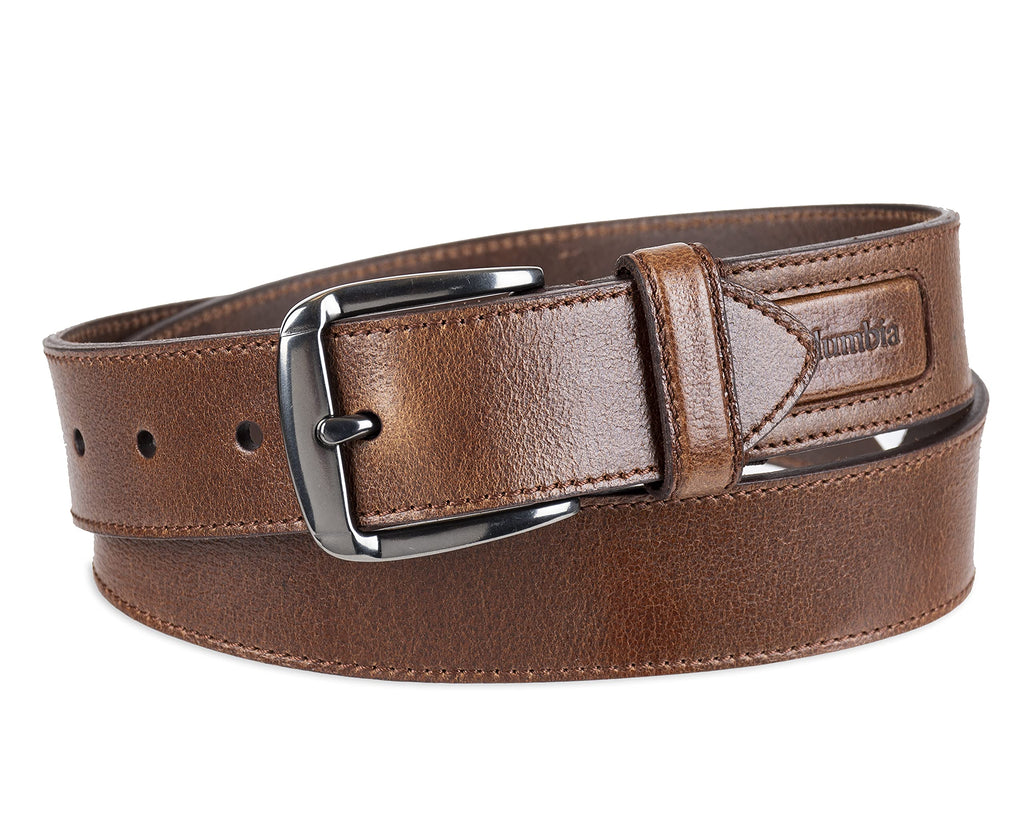 Columbia Men's Leather Casual Belt Tan & Brown Classic Style for Everyday Wear