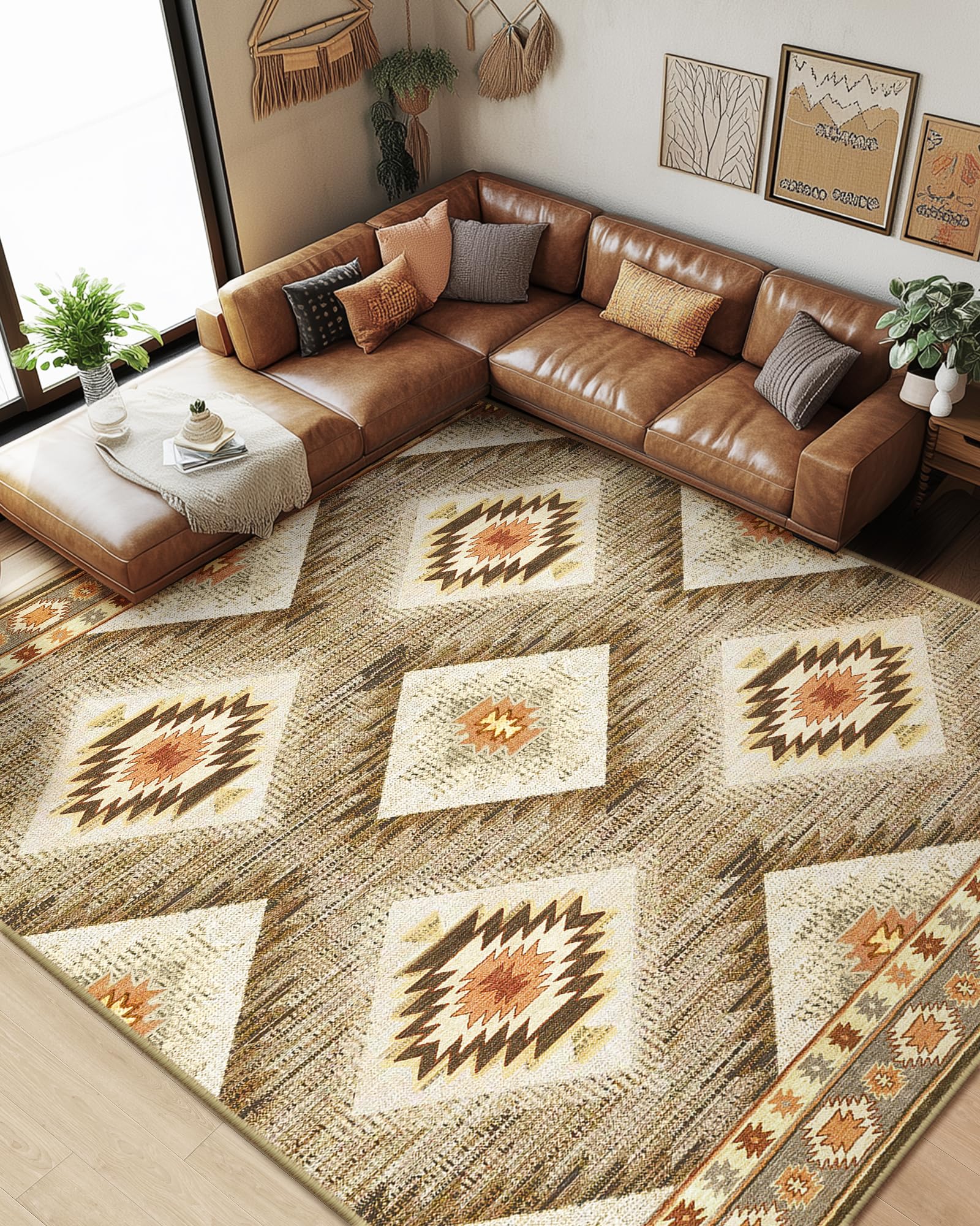 BESTSWEETIE Area Rug 2x3 Rug Machine Washable Non-Slip Low Pile Print Pattern Western Rug for Living Room Bedroom Entryway Tribal Series-Abstract/Cowhide