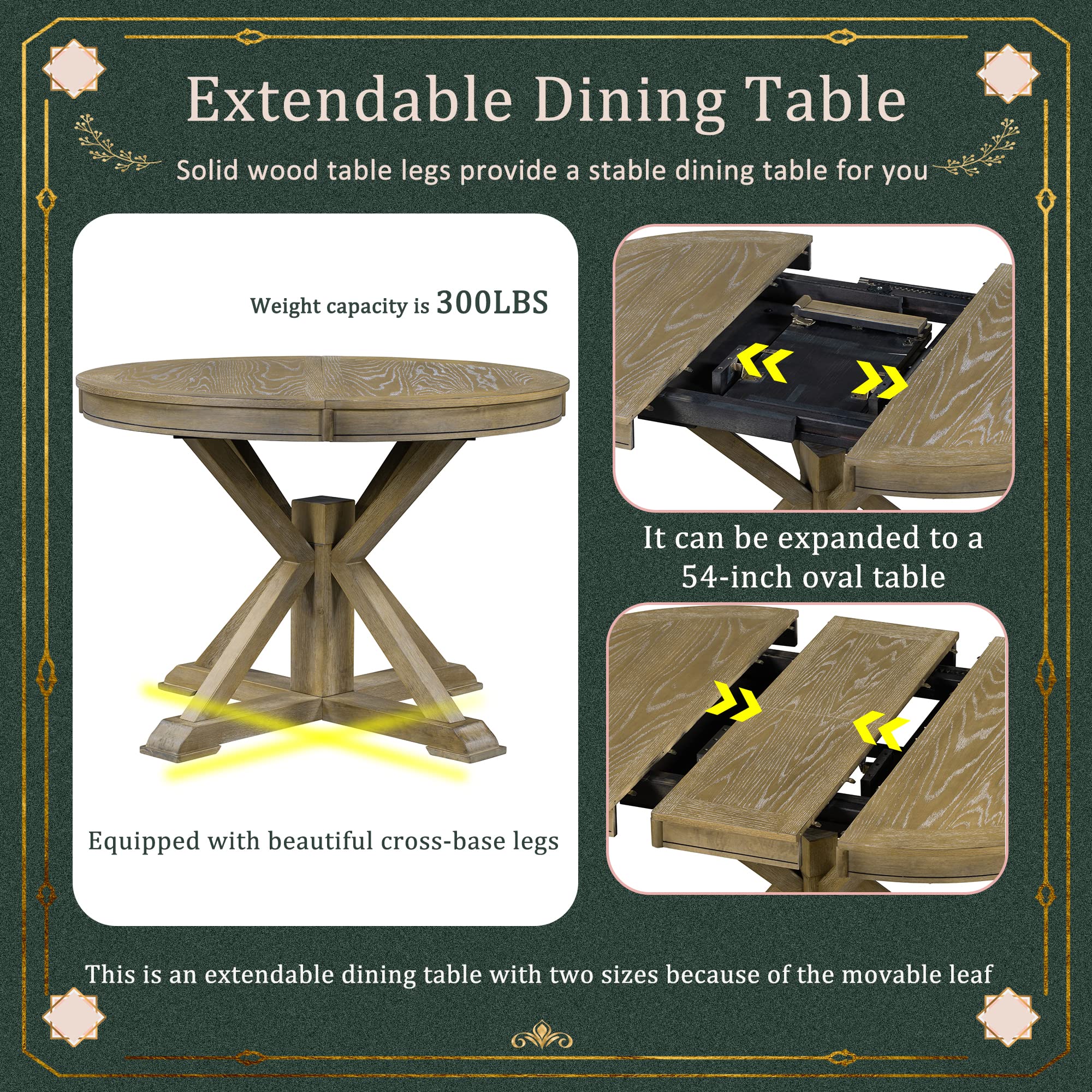 LUMISOL Round Dining Table for 4-6 People, 41"-57" Extendable Kitchen Table with 16" Removable Leaf for Small Places, Kitchen, Dining Room, Espresso