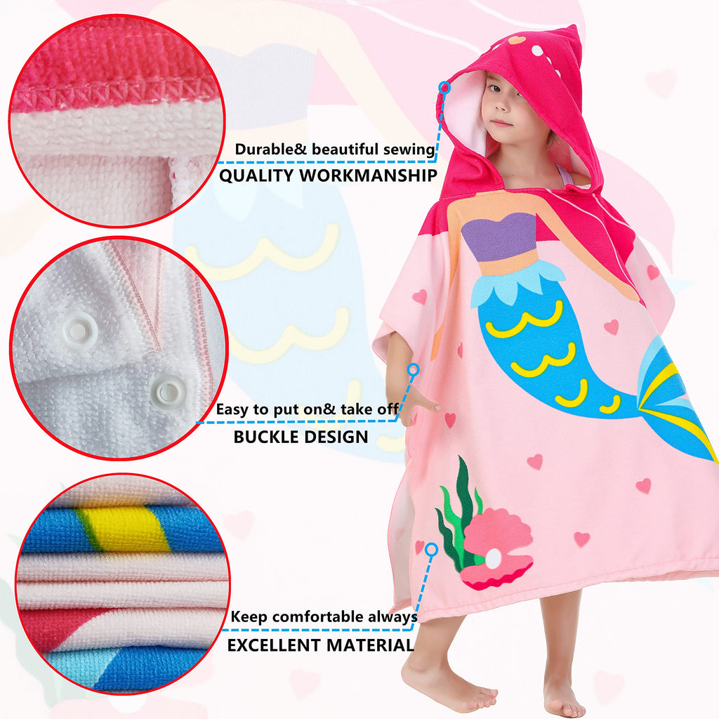 Soft Microfiber Swim Cover-ups for 3 to 10 Years Old Kids Hooded Bath Beach Poncho Towels (Alligator, Fits 3-10 Years)
