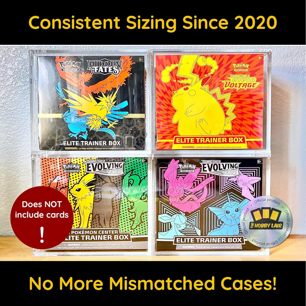 Elite Trainer Box Acrylic Case | The Hobby Lair Deluxe Case Compatible with Pokemon ETB | Magnetic Easy Top Loading | Thick 6mm Protection