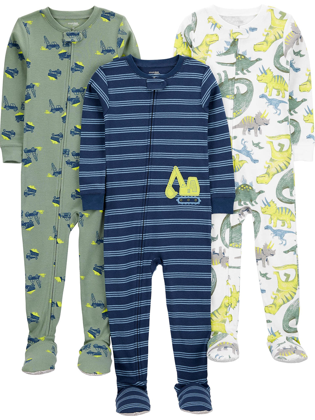 Simple Joys by Carter's Baby Boys 3 pack Snug Fit Footed Cotton Pajamas