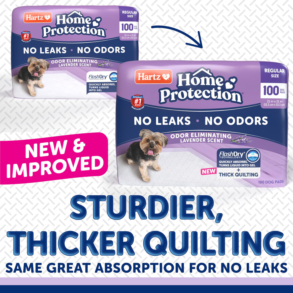 Hartz Home Protection Super Absorbent Odor Eliminating Lavender Scented No Leak Dog Pads, 50 count