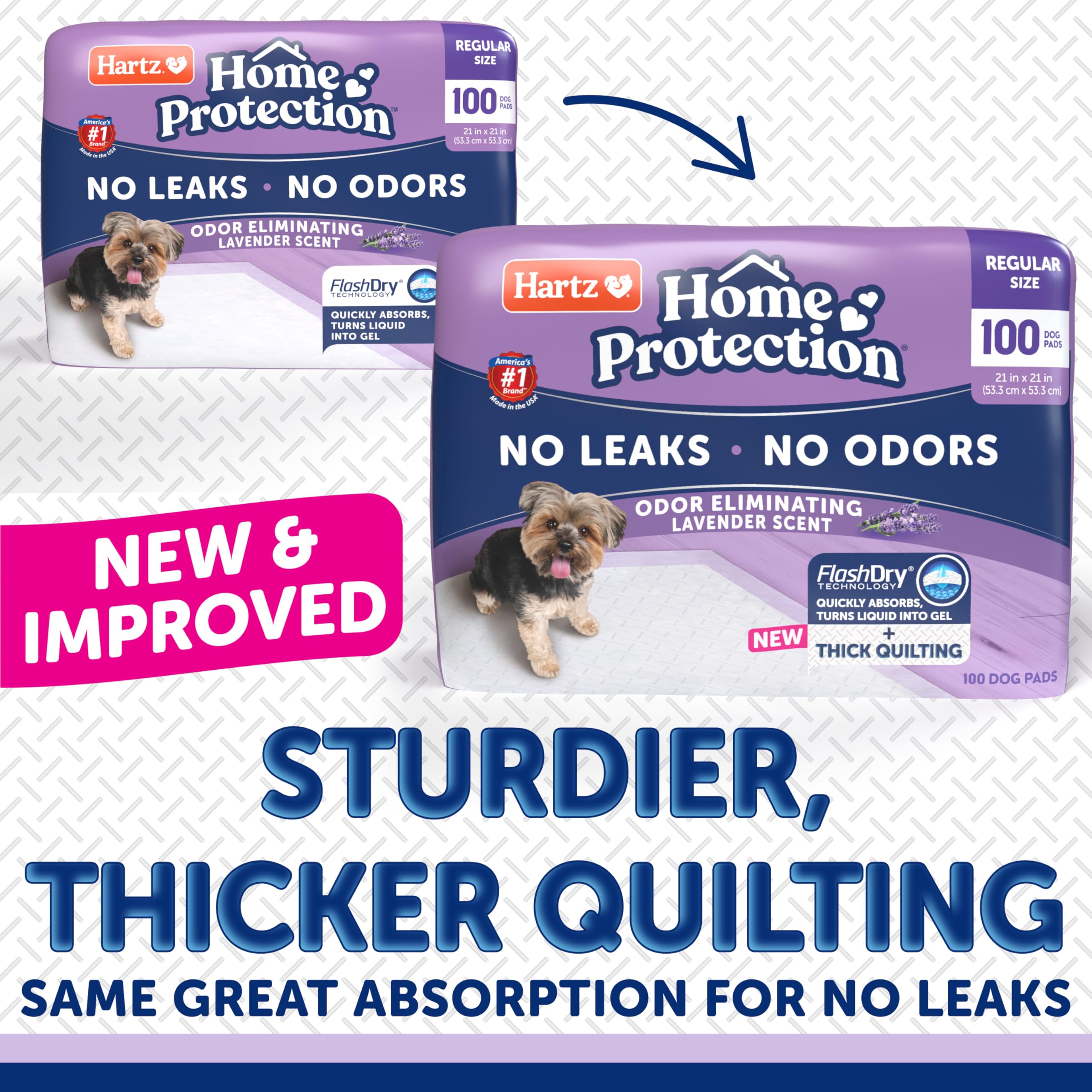 Hartz Home Protection Super Absorbent Odor Eliminating Lavender Scented No Leak Dog Pads, 50 count
