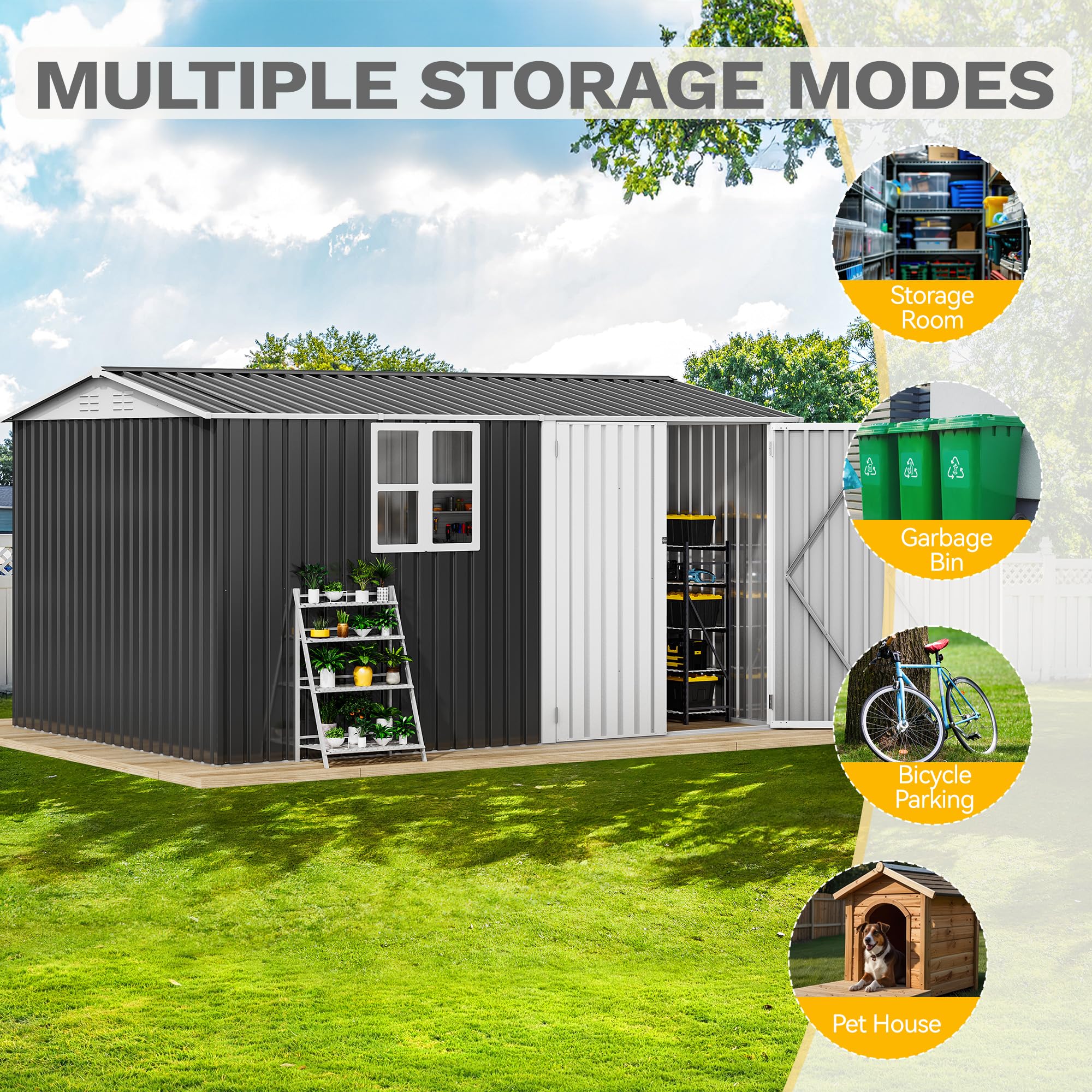DWVO 6x4ft Outdoor Storage Shed, Lockable Metal Tool Storage Sheds, Waterproof Garden Sheds with Vents for Backyard, Patio, Garage, Lawn, Dark Gray