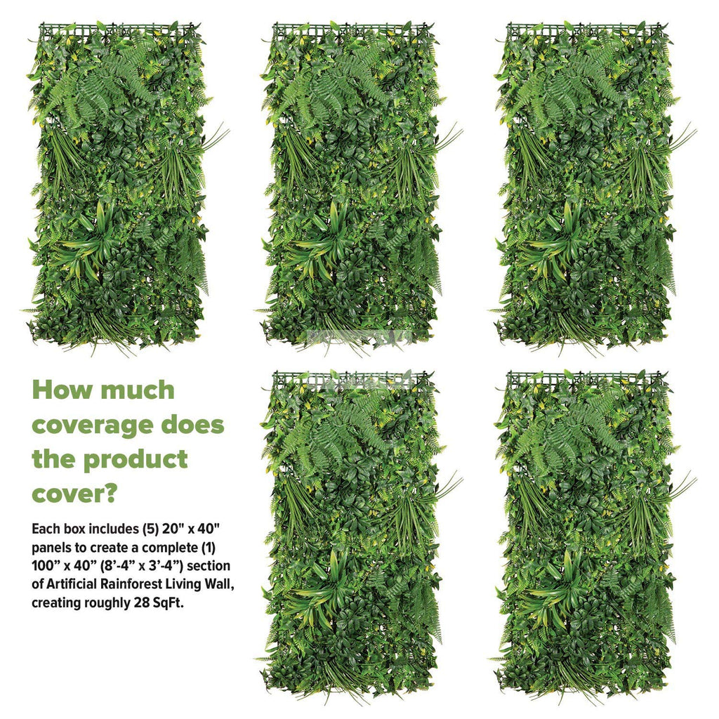NatraHedge 20''X40'' Artificial Kauai Living Wall Grass Wall Decor, 5Pcs (28SqFt) Hedge Leaf Grass Panels for Indoor, Outdoor, Garden and Balcony Privacy Fence Screen