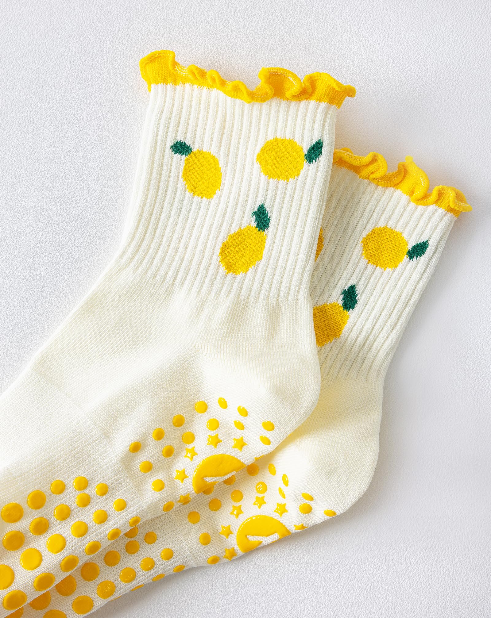 Yawlsow Pilates Grip Socks for Women Yoga Grippy Socks Cute Barre Non Skid Athletic Crew Sticky Sock Workout Hospital