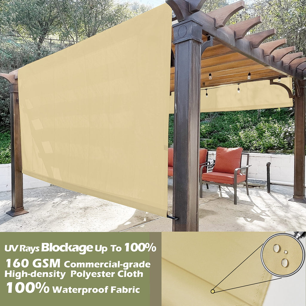 Alion Home Waterproof Pergola Cover - Universal Replacement Canopy (12' L x 8' W, Sand)