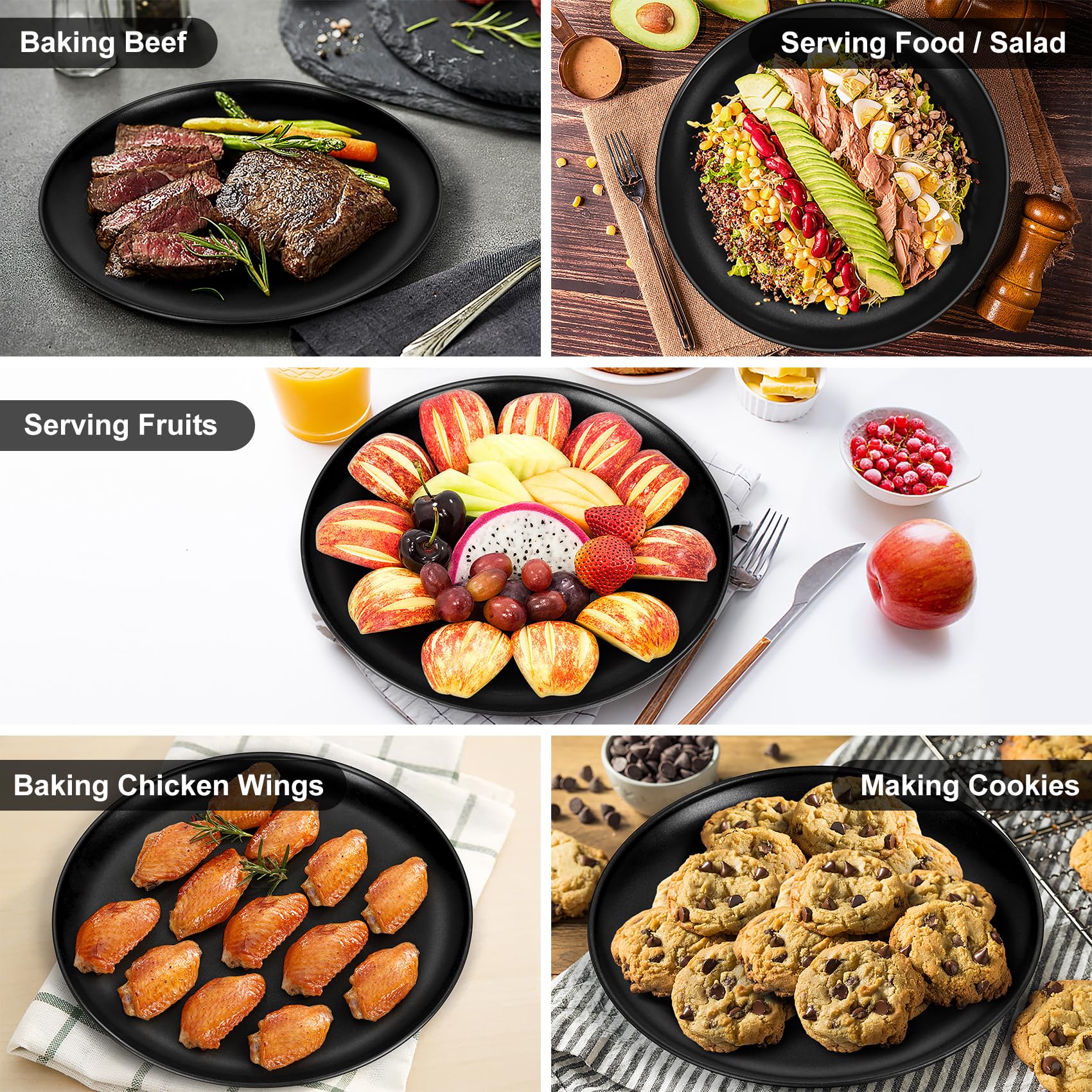 P&P CHEF Pizza Pan Set of 2, Stainless Steel Pizza Tray, Round Pizza Plate For Pie Cookie Pizza Cake, Non Toxic & Heavy Duty, Dishwasher Safe & Easy Clean, 10 Inch & Silver