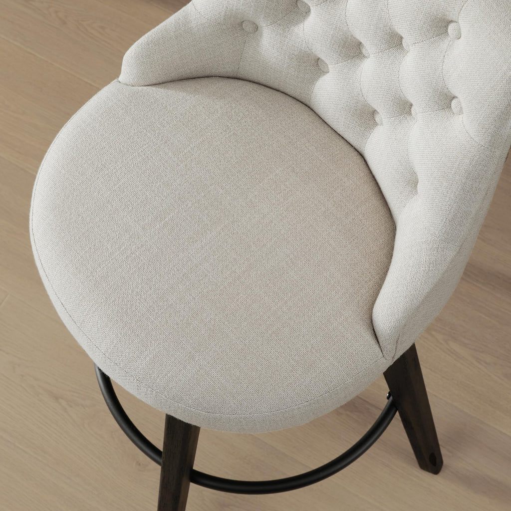 Watson & Whitely Counter Height Bar Stools, Performance Fabric Upholstered Modern Swivel Barstool with Back, Solid Wood Legs, 26" H Seat, Flint Grey