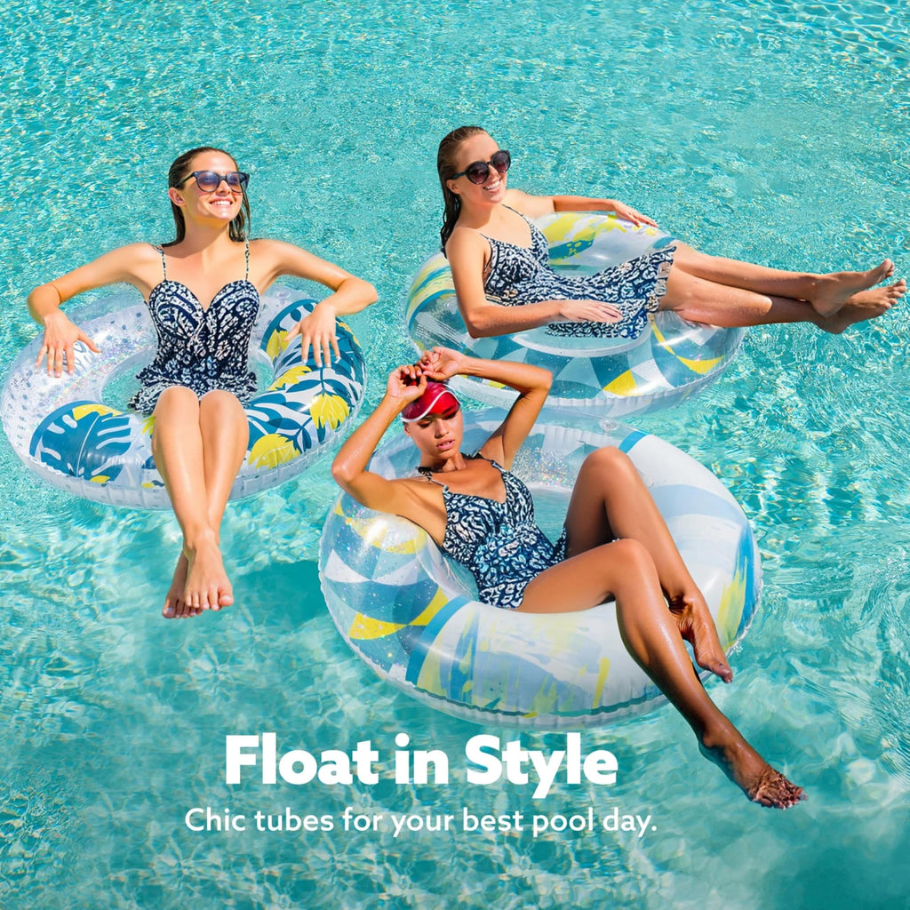 JOYIN Inflatable Swim Tube Raft (3 pack) with Summer Fruits Painting, Pool Toys for Swimming Pool Party Decorations