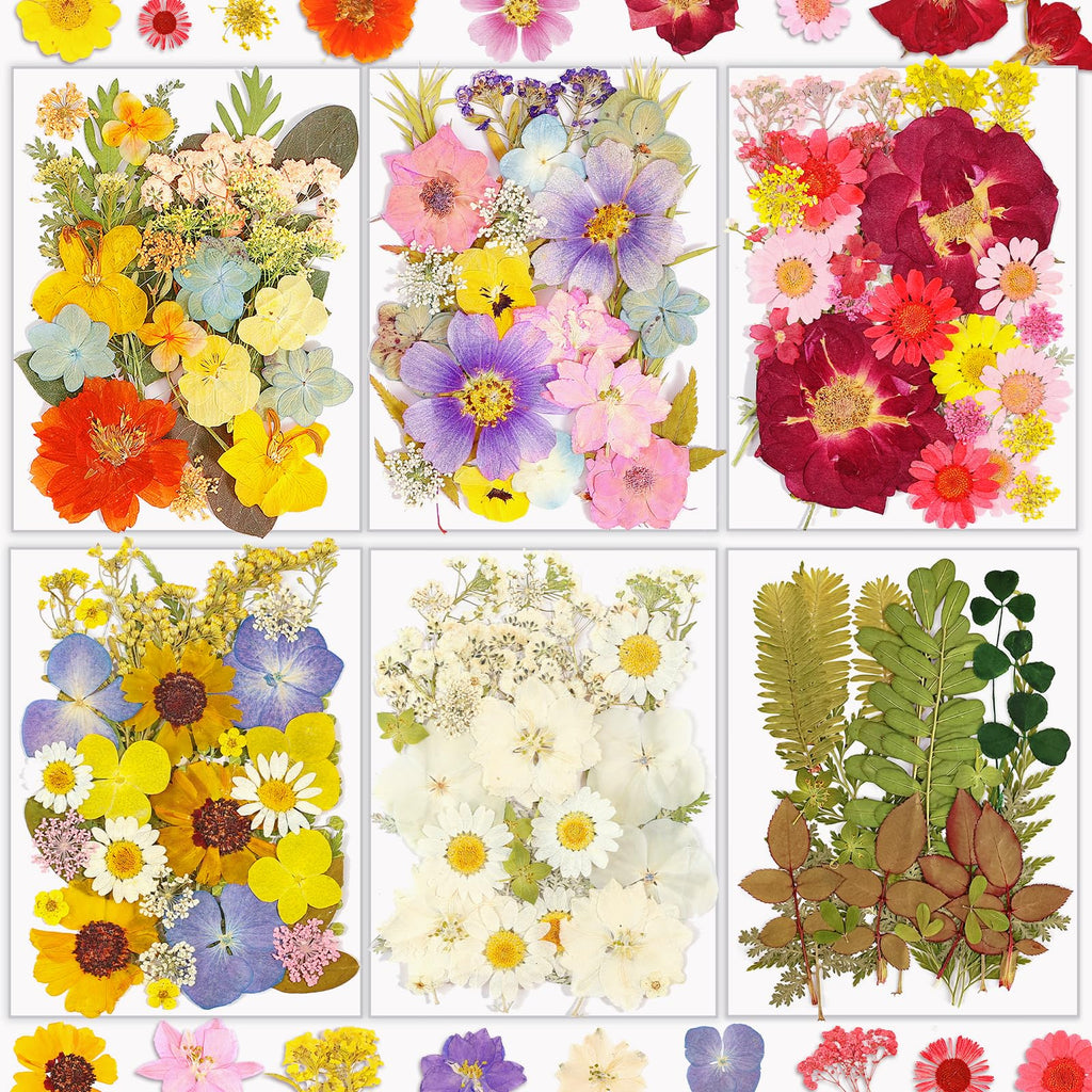 Dried Flowers, Resiners 58Pcs Pressed Flowers for Craft Pink Real Natural Dried Flowers Dry Leaves Kit for DIY Making Crafts Resin Soap Candle Scrapbook Supplies Card Making Jewelry