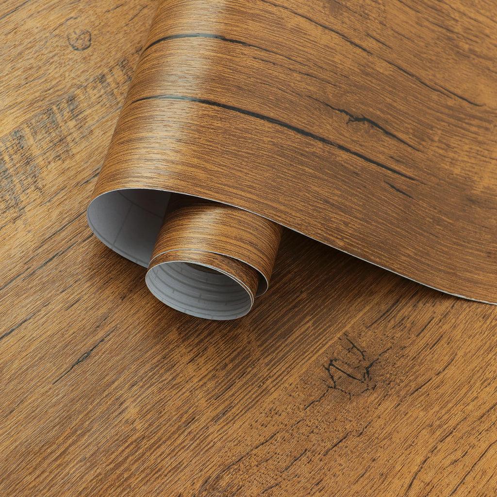 EeeComing 118" x 17.7" Wood Wallpaper Peel and Stick Contact Paper Wood Brown Wood Self Adhesive Wallpaper Rustic Removable Wood Contact Paper Wood Grain Wallpaper Vinyl Film Roll