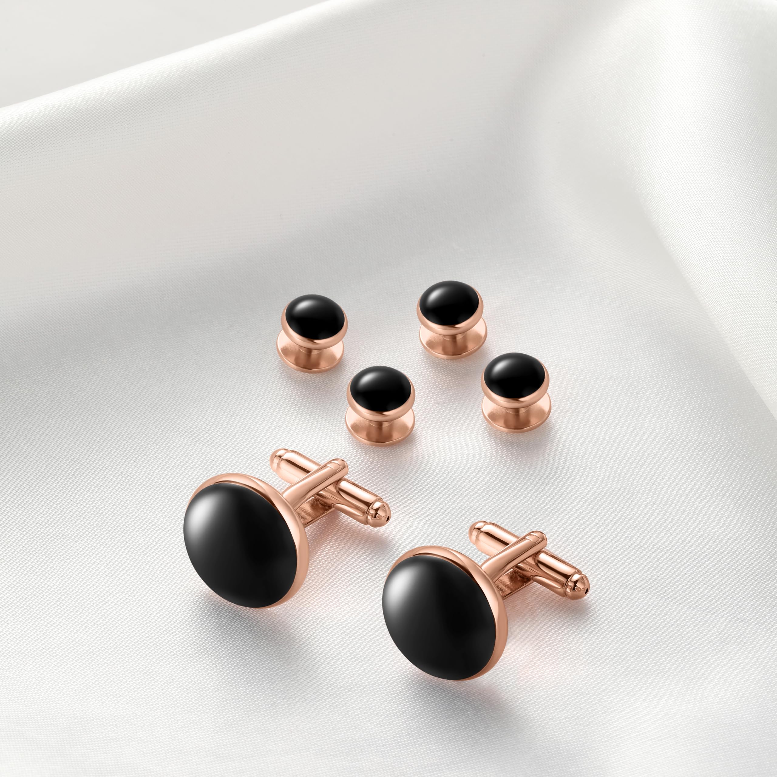 Men's Cufflinks & Tuxedo Studs Set - 316L Stainless Steel Formal Wedding Jewelry, Groomsmen Gift Set with Gift Box