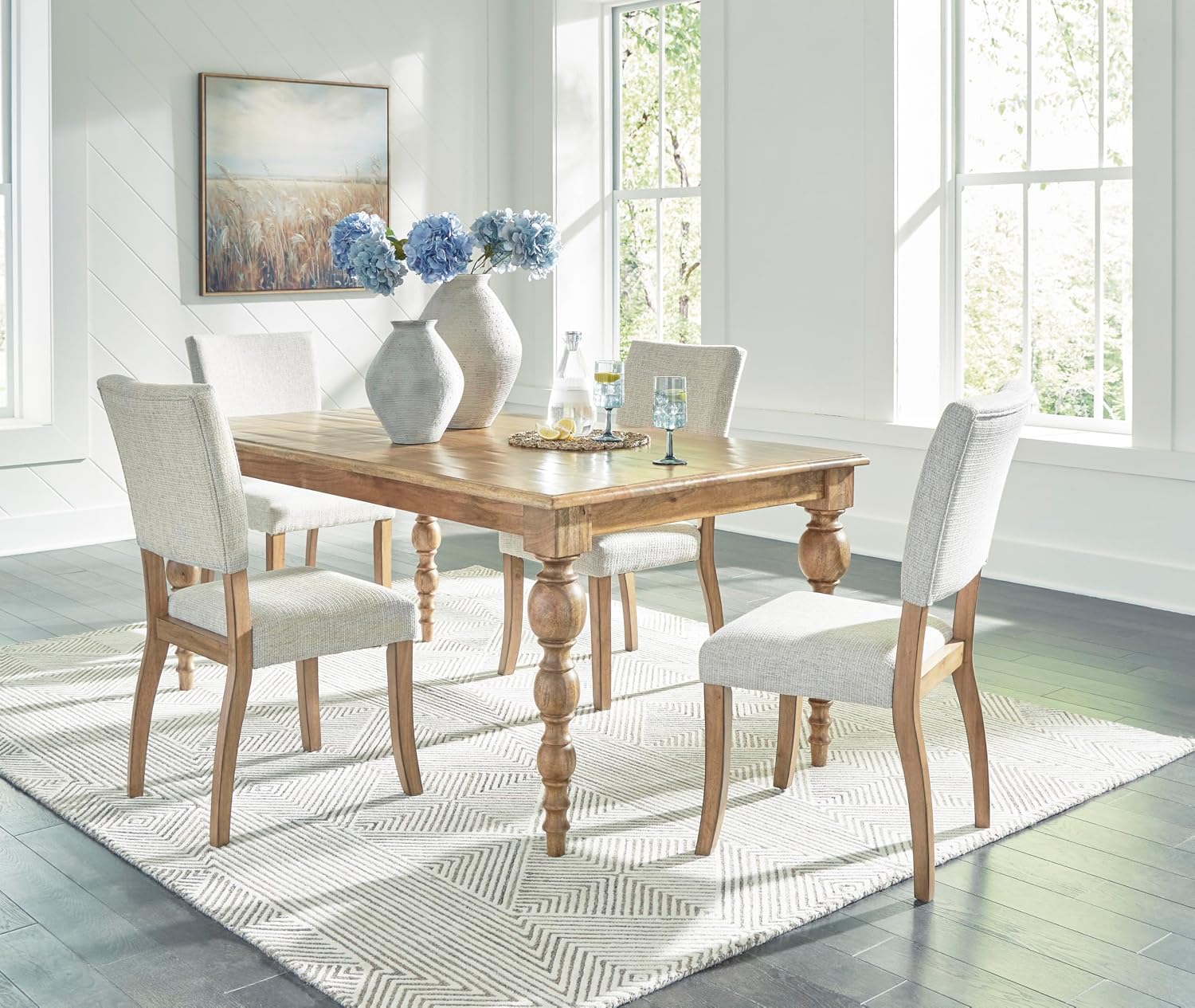 Signature Design by Ashley Rybergston Casual Dining Table with 4 Legs, Light Brown