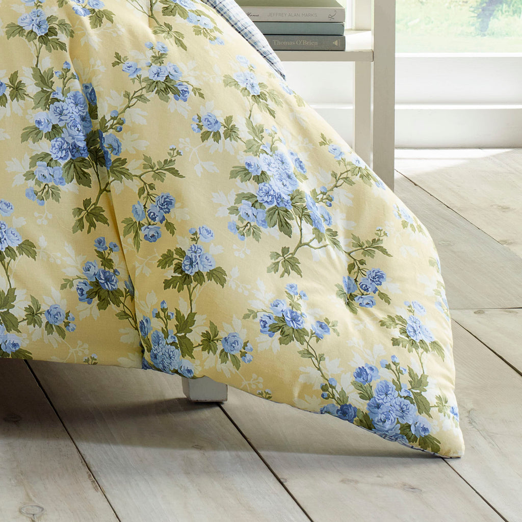 Laura Ashley - Duvet Set, Super Soft & Cozy Bedding, Includes Matching Shams & Bonus Throw Pillow Covers, Coquette Room Decor (Hope Patchwork Blue, Twin)