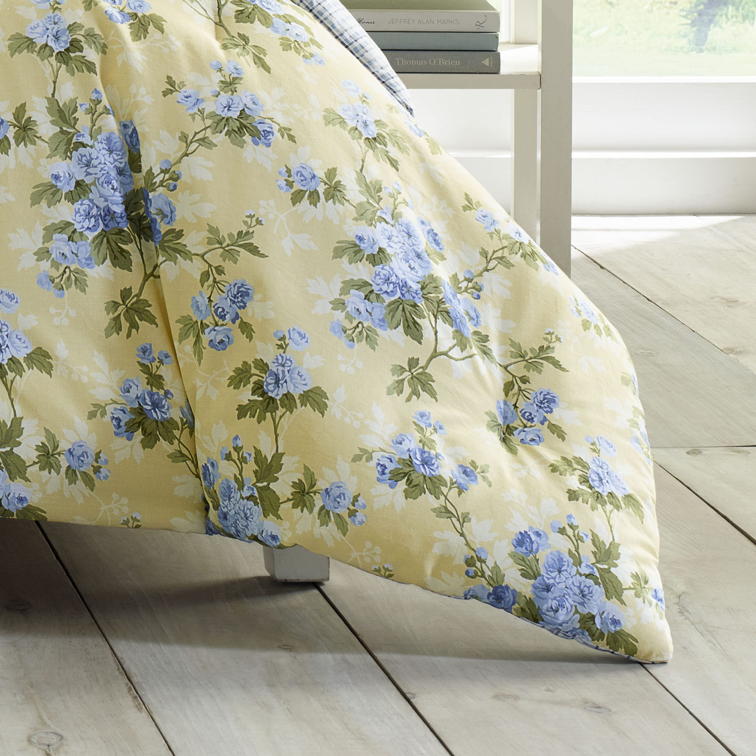 Laura Ashley - Duvet Set, Super Soft & Cozy Bedding, Includes Matching Shams & Bonus Throw Pillow Covers, Coquette Room Decor (Hope Patchwork Blue, Twin)