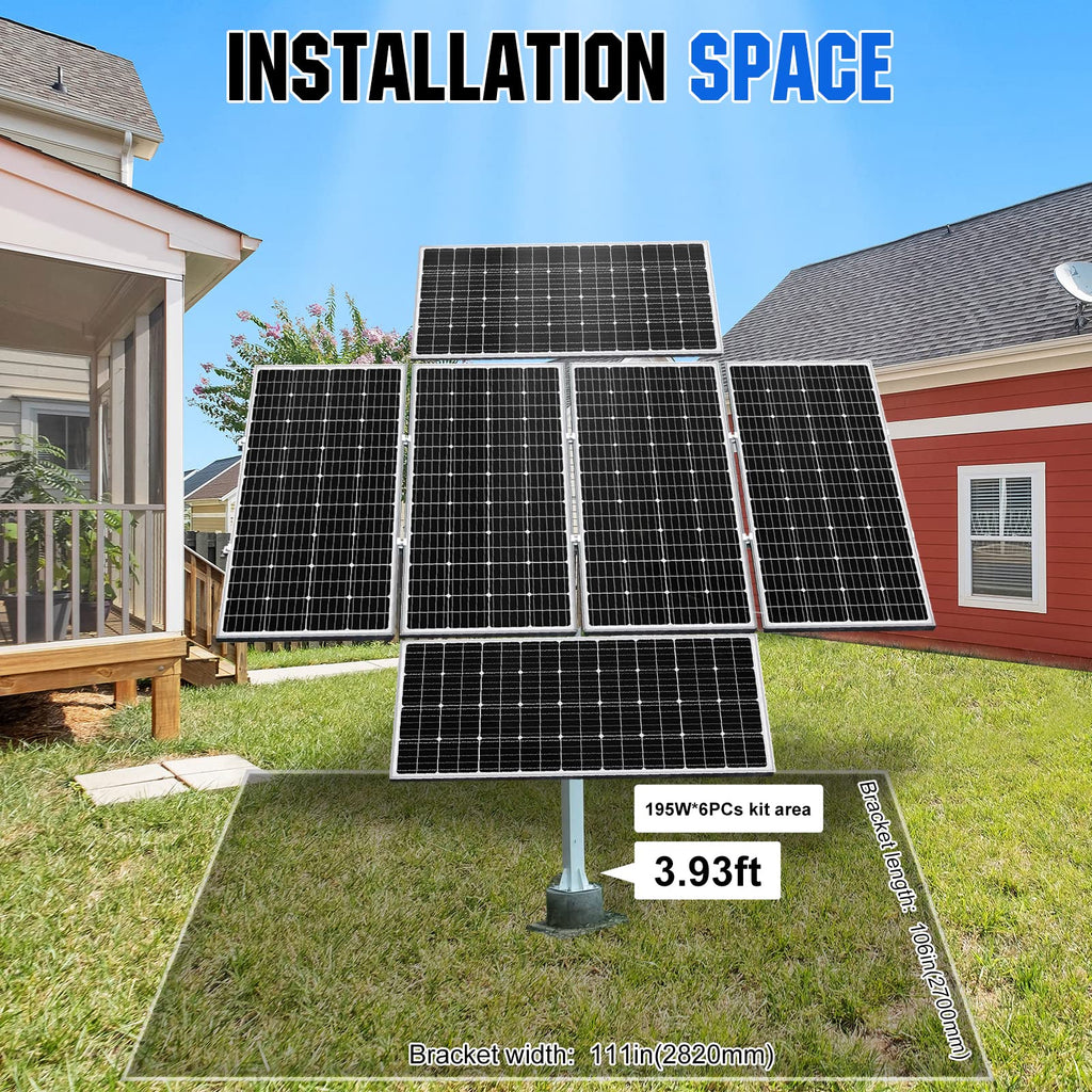 ECO-WORTHY 1200W Solar Tracker System: 6pcs 195W Monocrystalline Solar Panels, Dual-Axis Solar Tracking Kit with Tracker Controller for Shed Farm Yard Hut Field and Any Off-Grid