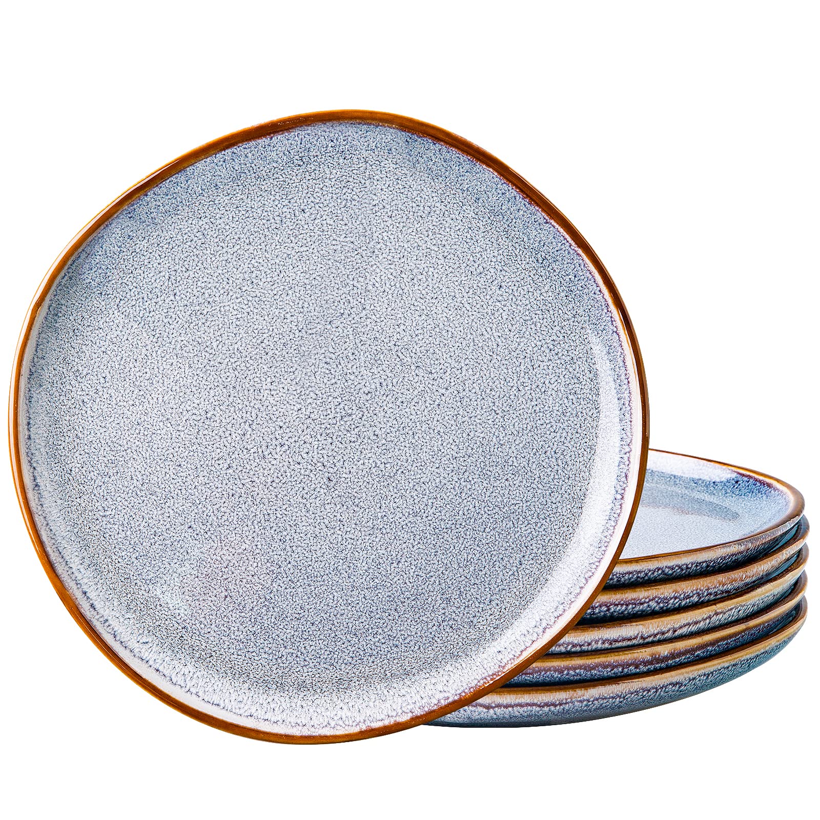 AmorArc 8.5" Ceramic Plates Set of 6 | Handmade Stoneware with Reactive Glaze for Dessert, Salad, Appetizer & Dinner | Microwave/Dishwasher Safe, Scratch Resistant
