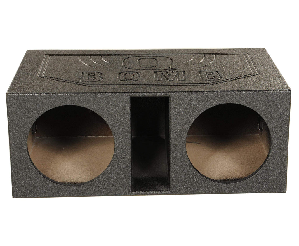 QPower 12 Inch Dual Subwoofer Box, High-Performance Vented Speaker Enclosure, Black - Car Audio and Sound System Accessories - Portable Equipment for Subwoofers