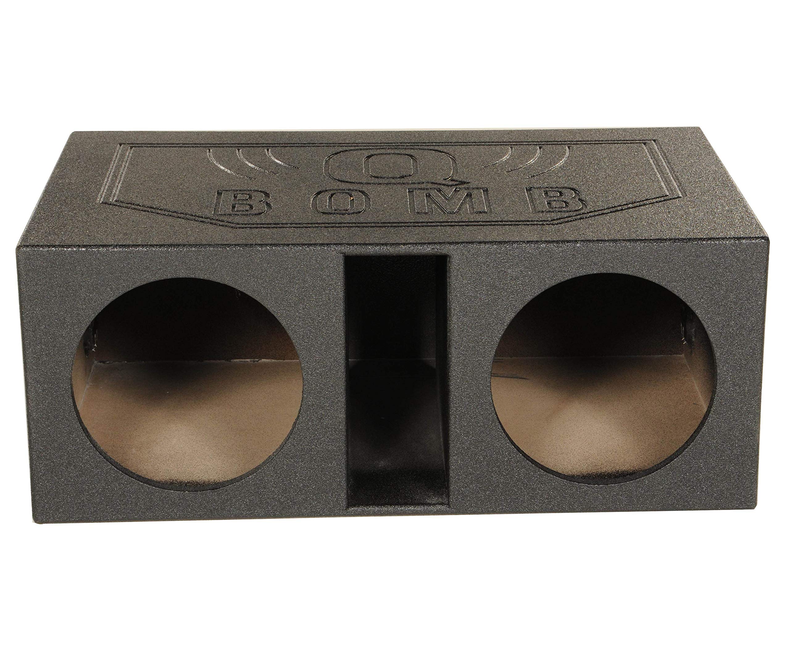 QPower 12 Inch Dual Subwoofer Box, High-Performance Vented Speaker Enclosure, Black - Car Audio and Sound System Accessories - Portable Equipment for Subwoofers