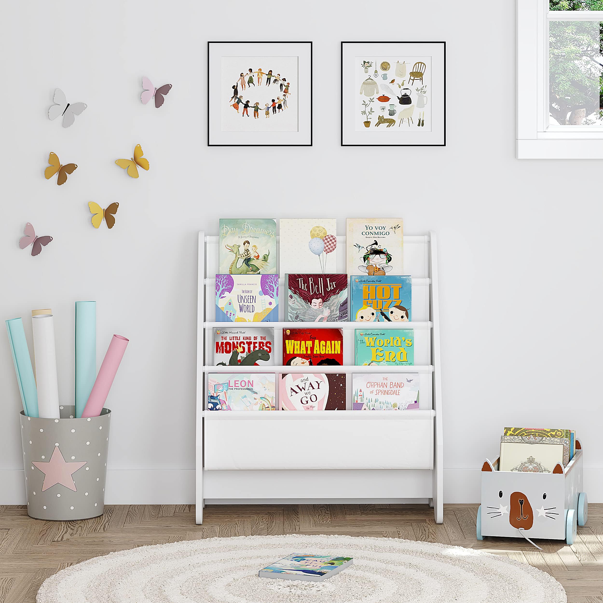 UTEX Kids Sling Bookshelf - Kids Magazine Rack with Organizer, Book Organizer (Espresso)
