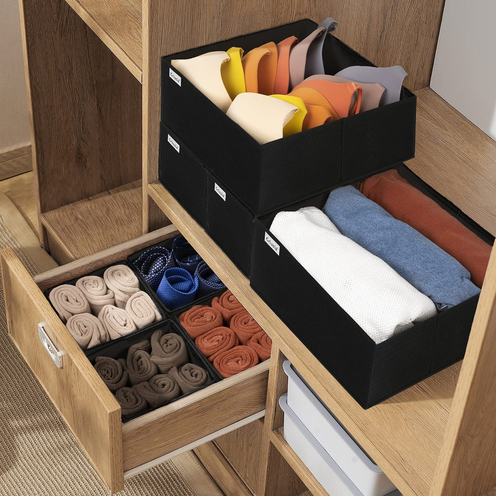 Criusia Drawer Organizer Clothes, 8 Pack Underwear Drawer Organizer, Foldable Cloth Storage Box Closet Organizers and Storage for Clothes, Socks, Scarves, Ties (Beige)