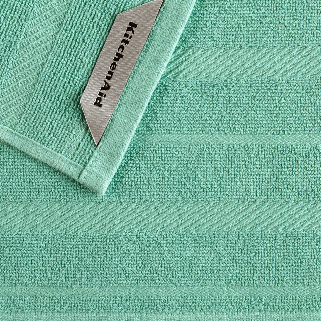 KitchenAid Albany Dishcloth 8 Pack Set, Aqua Sky/White, 12"x12"