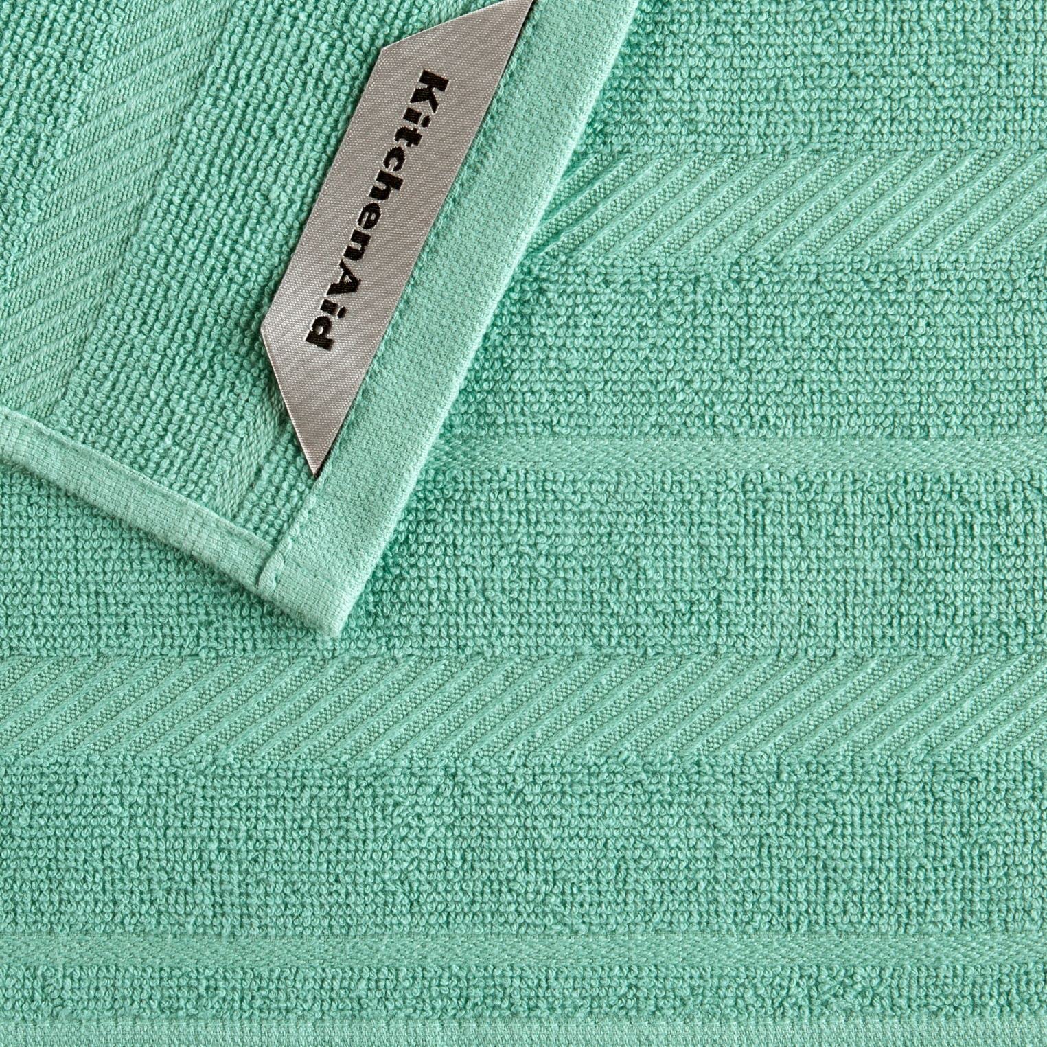 KitchenAid Albany Dishcloth 8 Pack Set, Aqua Sky/White, 12"x12"