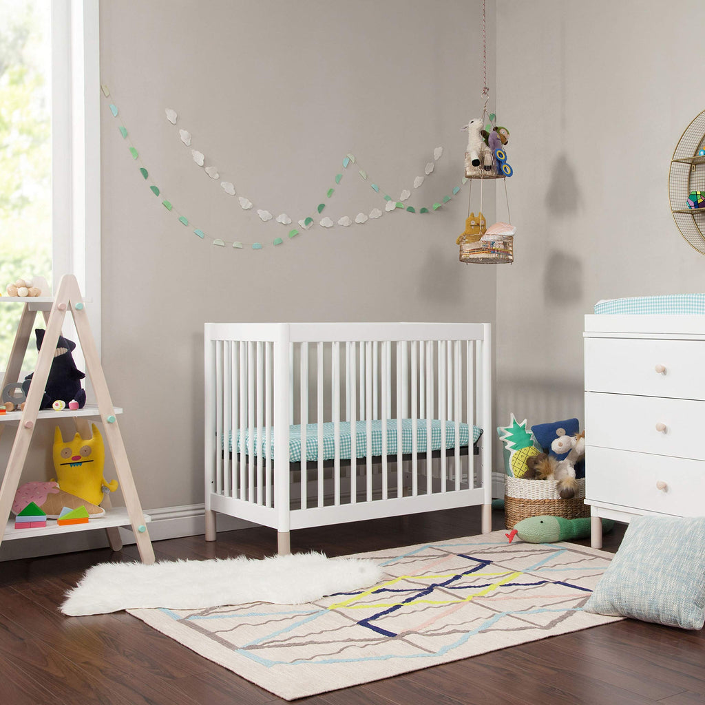 Babyletto Gelato 4-in-1 Convertible Mini Crib with Toddler Bed Conversion in Honey with Vegan Tan Leather Feet, Greenguard Gold Certified